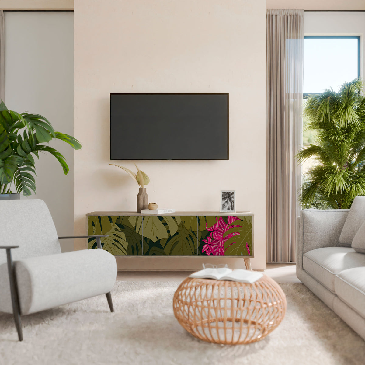 TROPICAL BEAUTY 3-Door TV Cabinet