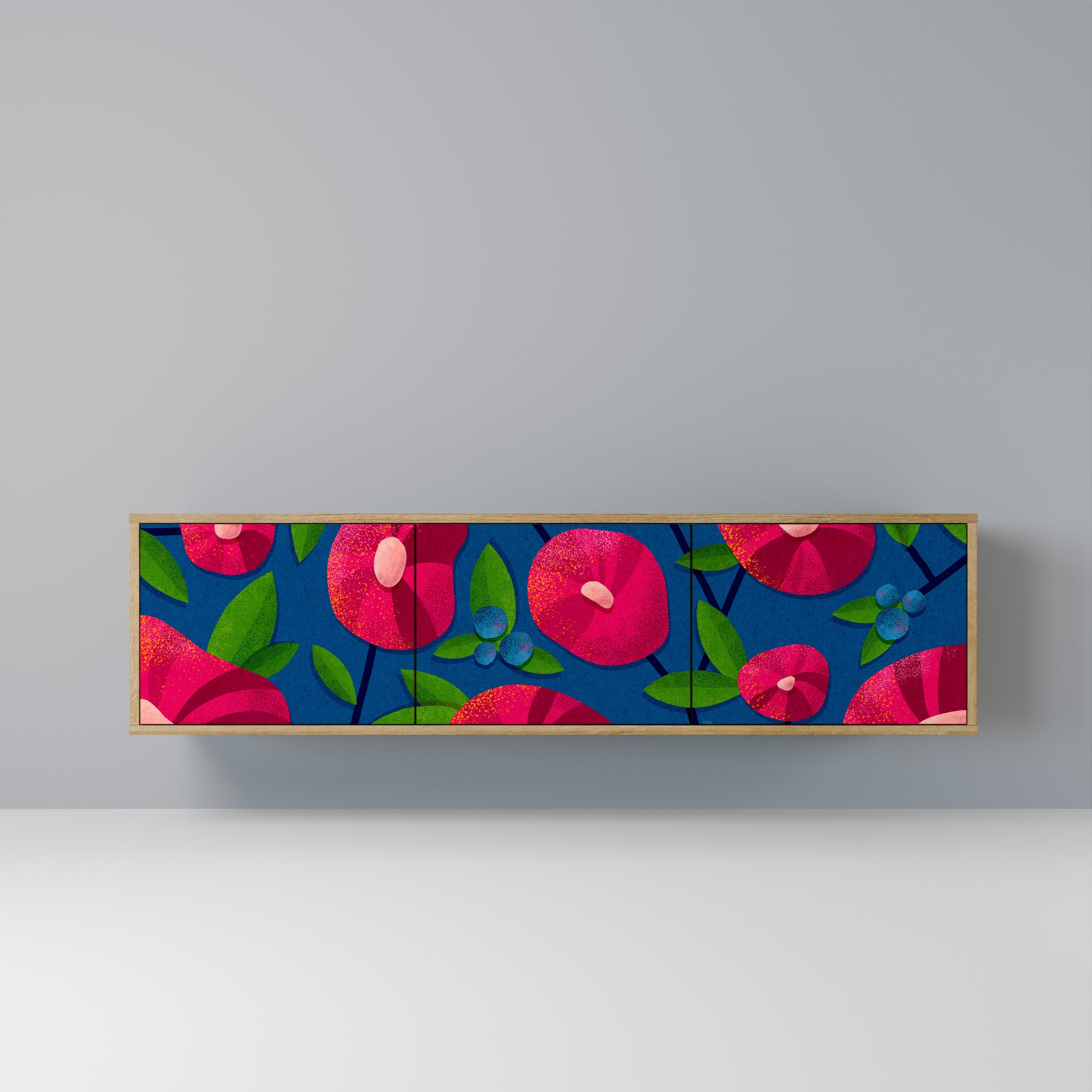 Meuble TV 3 portes SPRING THOUGHTS effet chêne