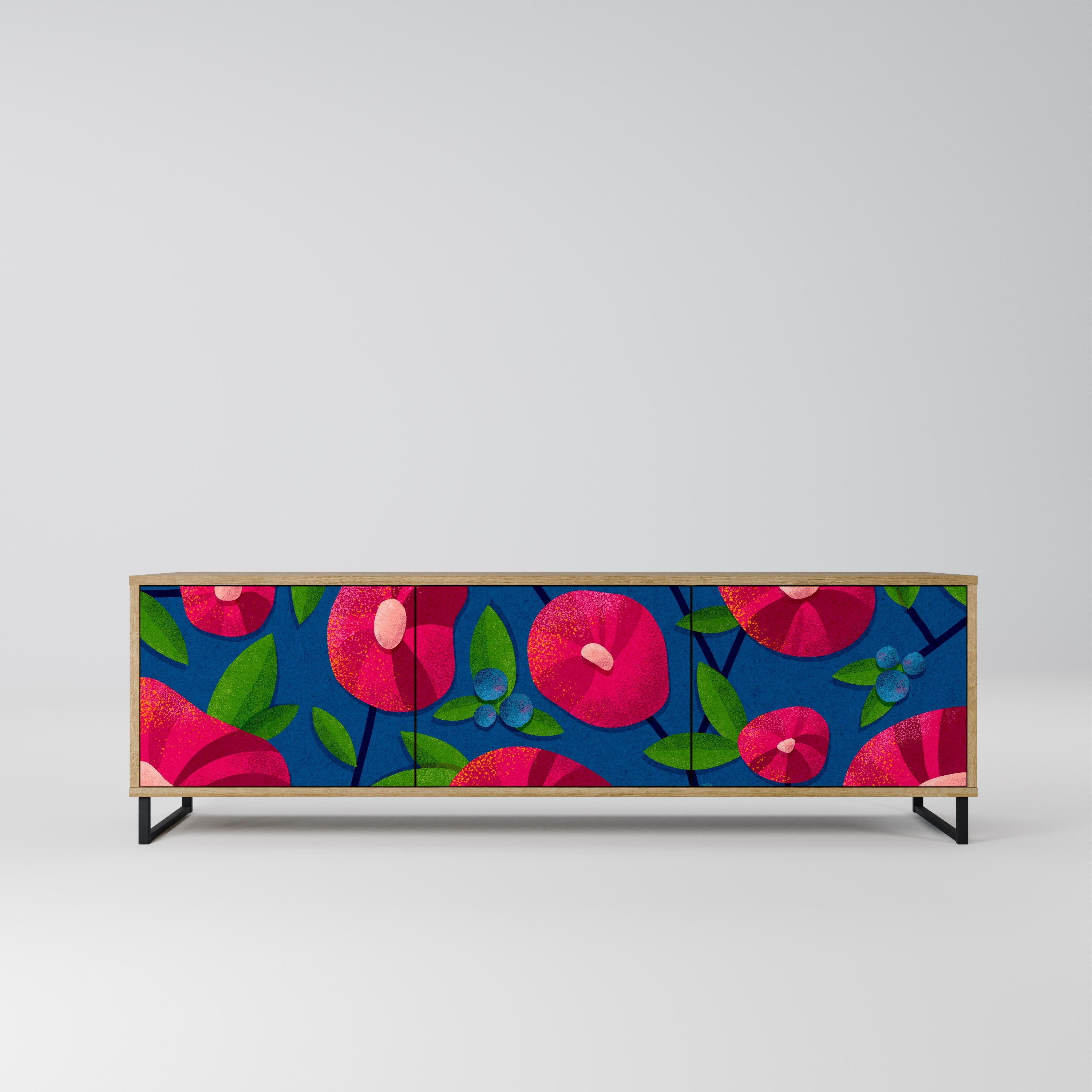 Meuble TV 3 portes SPRING THOUGHTS effet chêne