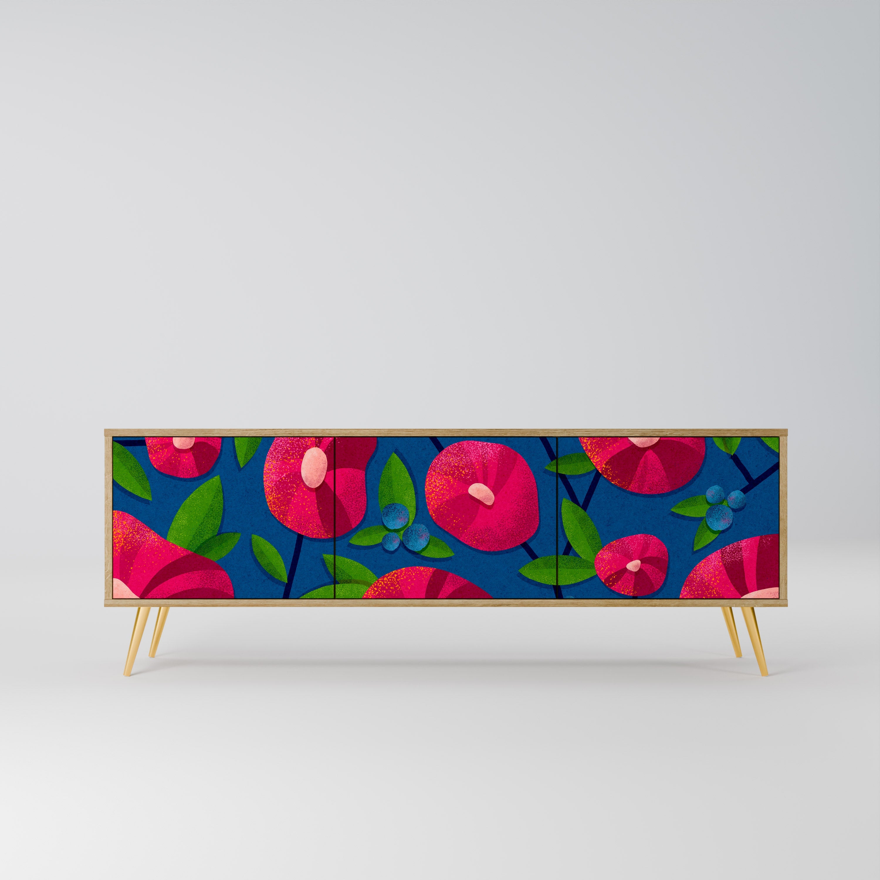 Meuble TV 3 portes SPRING THOUGHTS effet chêne