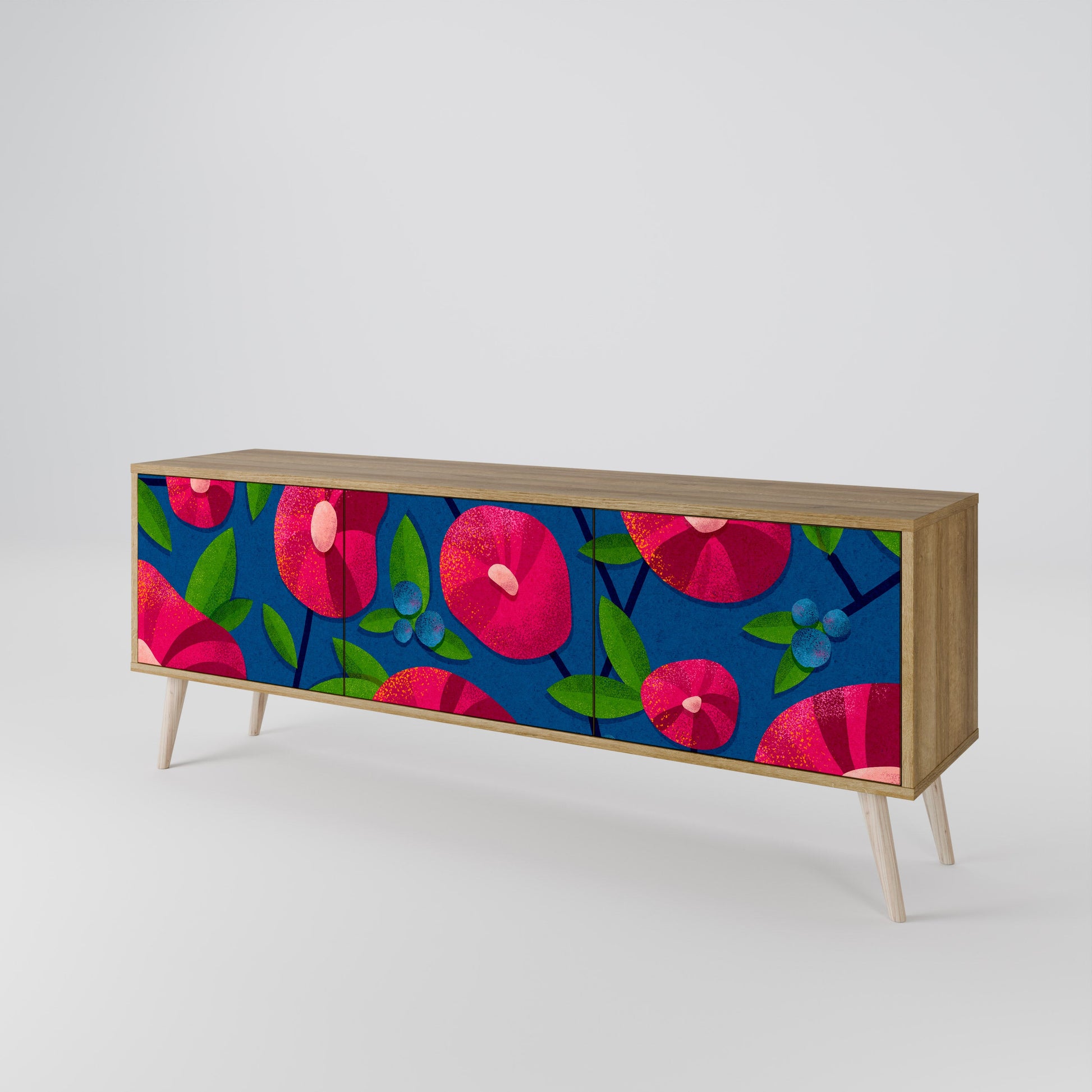 SPRING THOUGHTS 3-Door TV Stand in Oak Effect