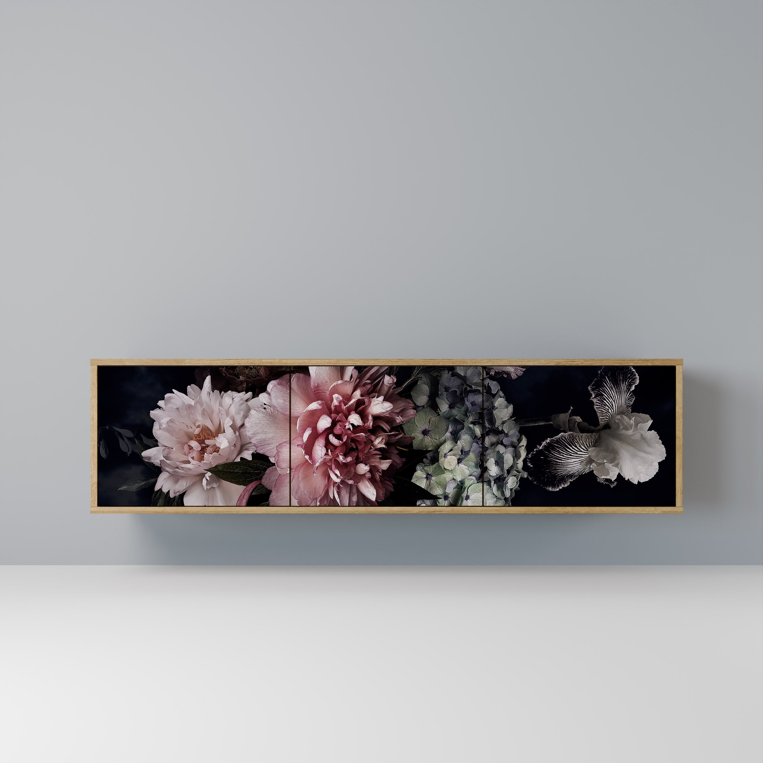 Meuble TV 3 portes PURE BLOSSOM effet chêne