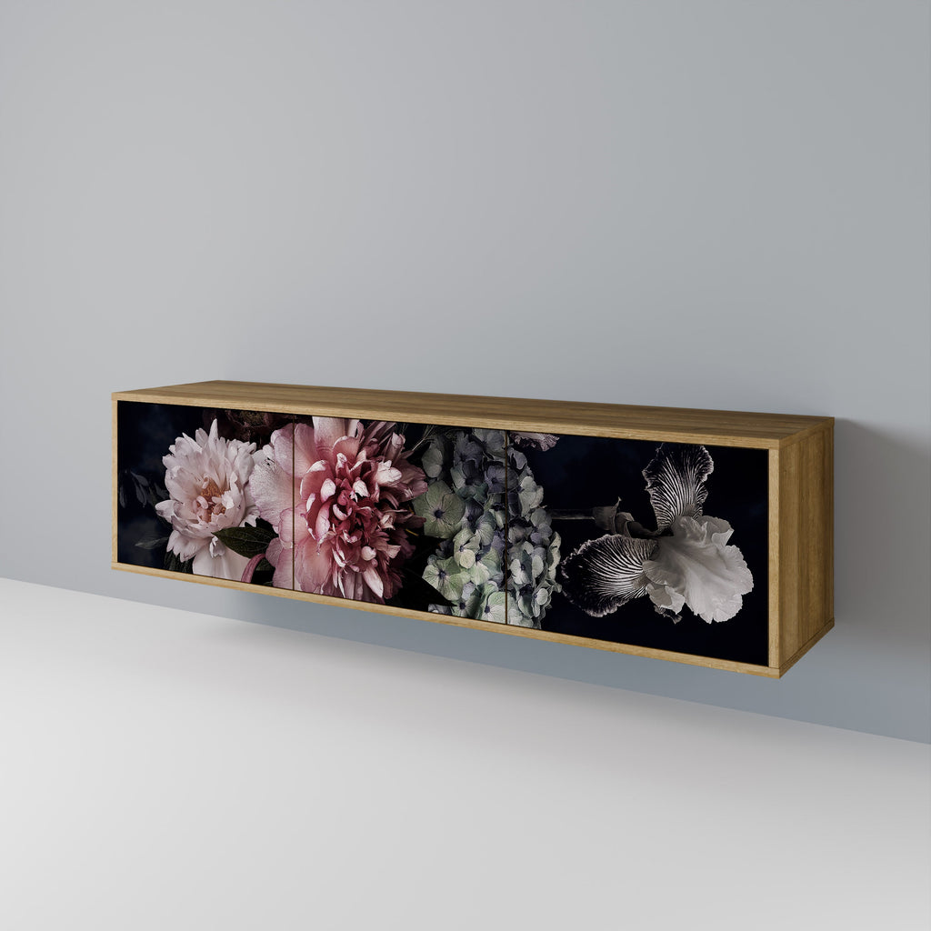 Meuble TV 3 portes PURE BLOSSOM effet chêne