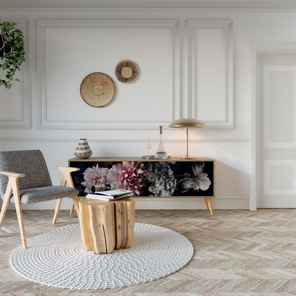 Meuble TV 3 portes PURE BLOSSOM effet chêne