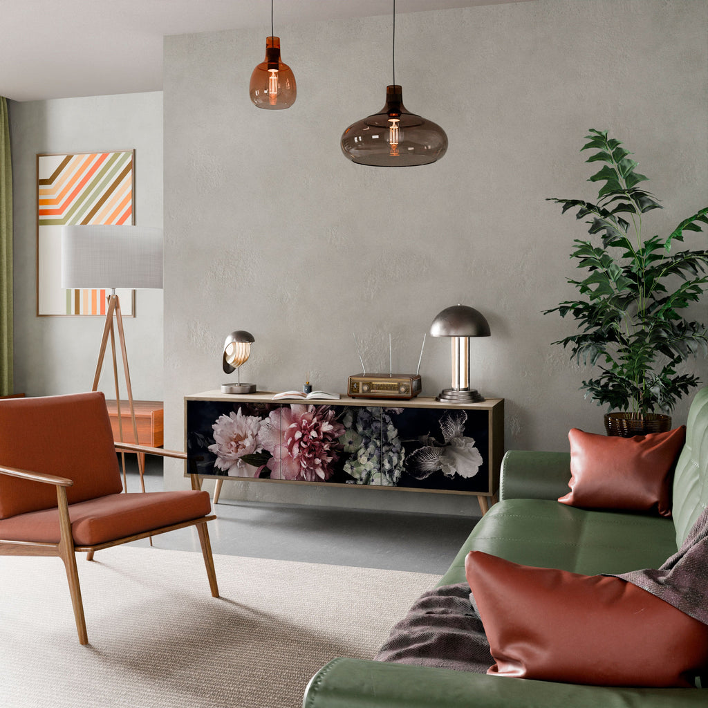 Meuble TV 3 portes PURE BLOSSOM effet chêne