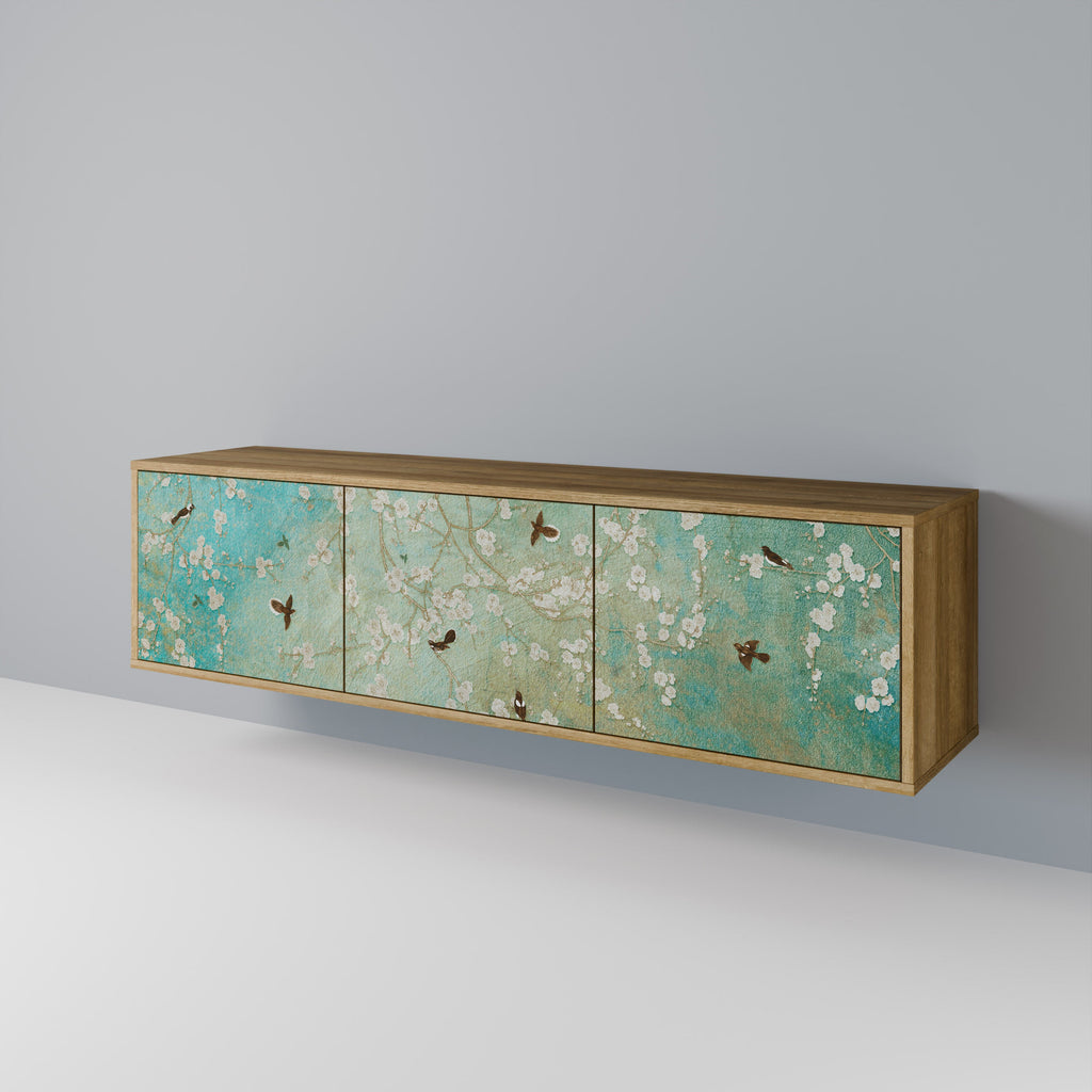 Meuble TV 3 portes BLOOMING CHARM effet chêne