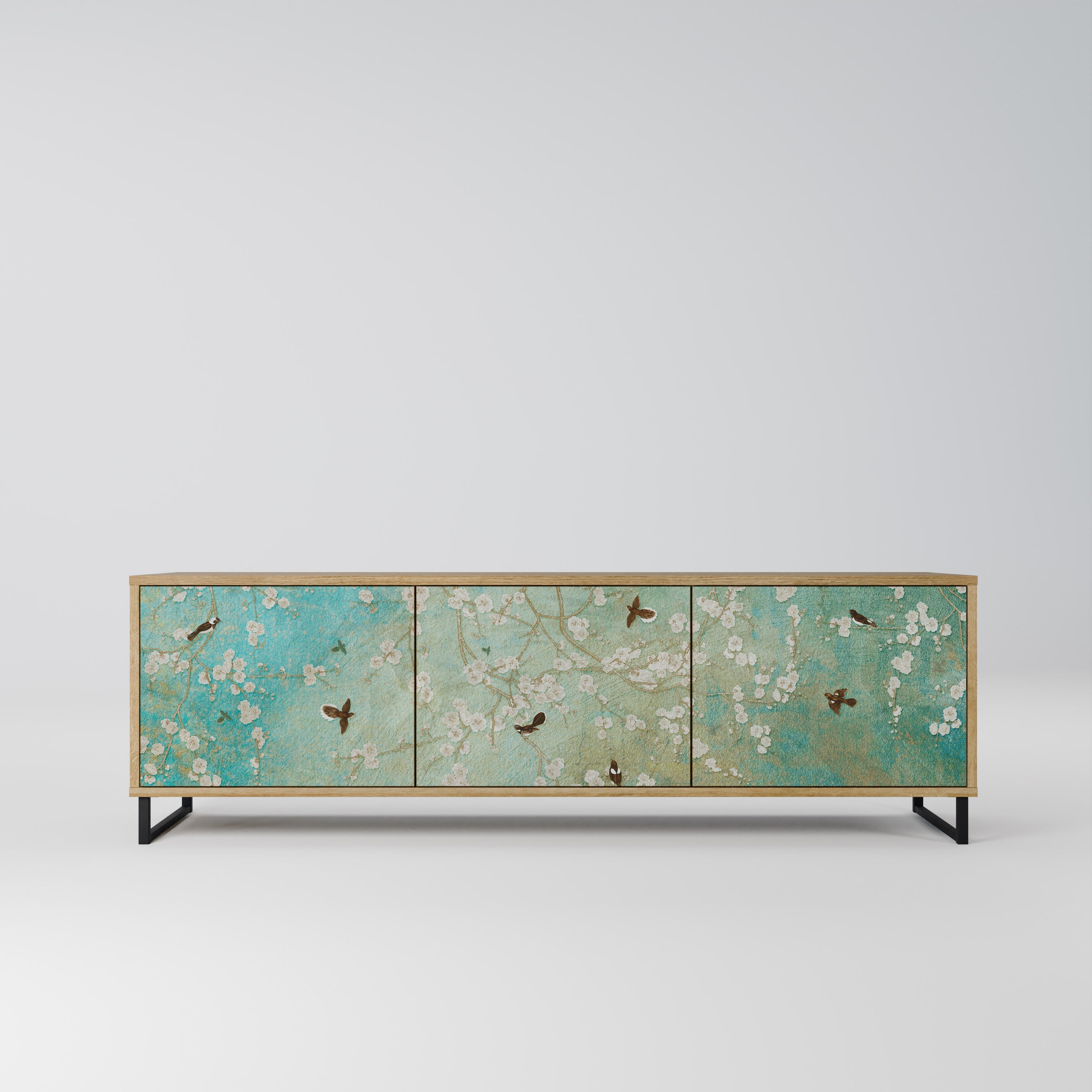 Meuble TV 3 portes BLOOMING CHARM effet chêne