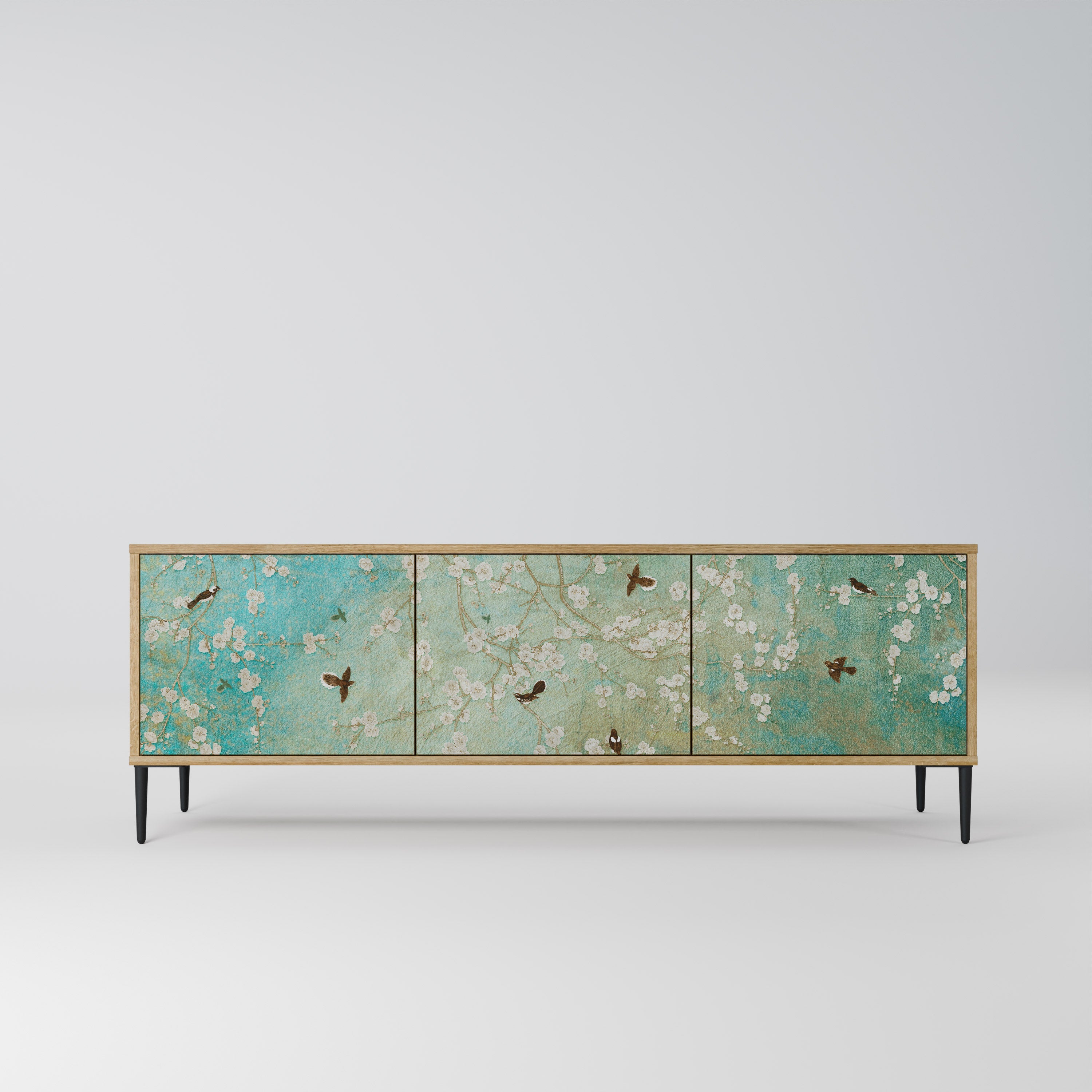 Meuble TV 3 portes BLOOMING CHARM effet chêne