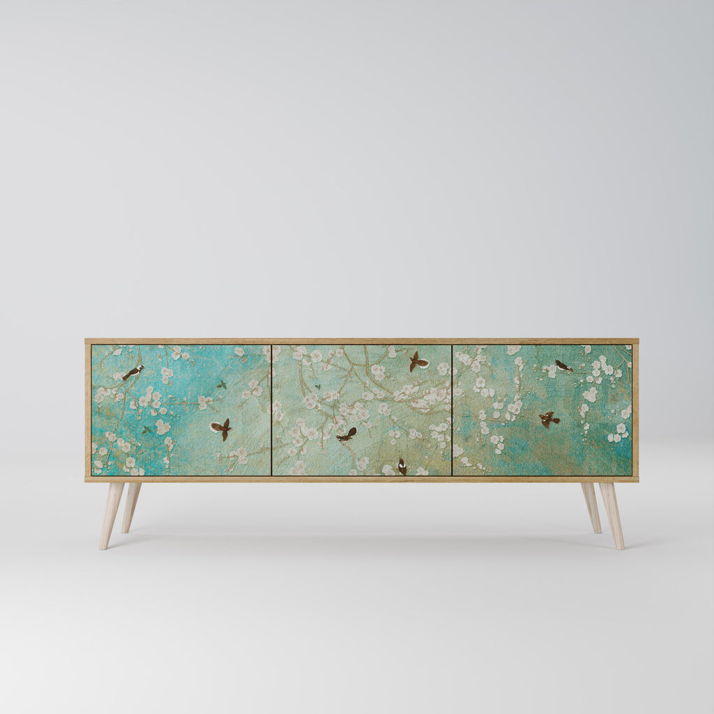 Meuble TV 3 portes BLOOMING CHARM effet chêne