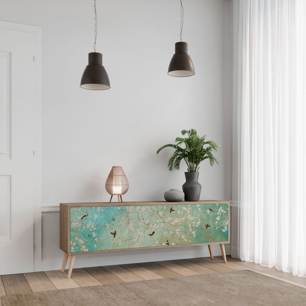 Meuble TV 3 portes BLOOMING CHARM effet chêne