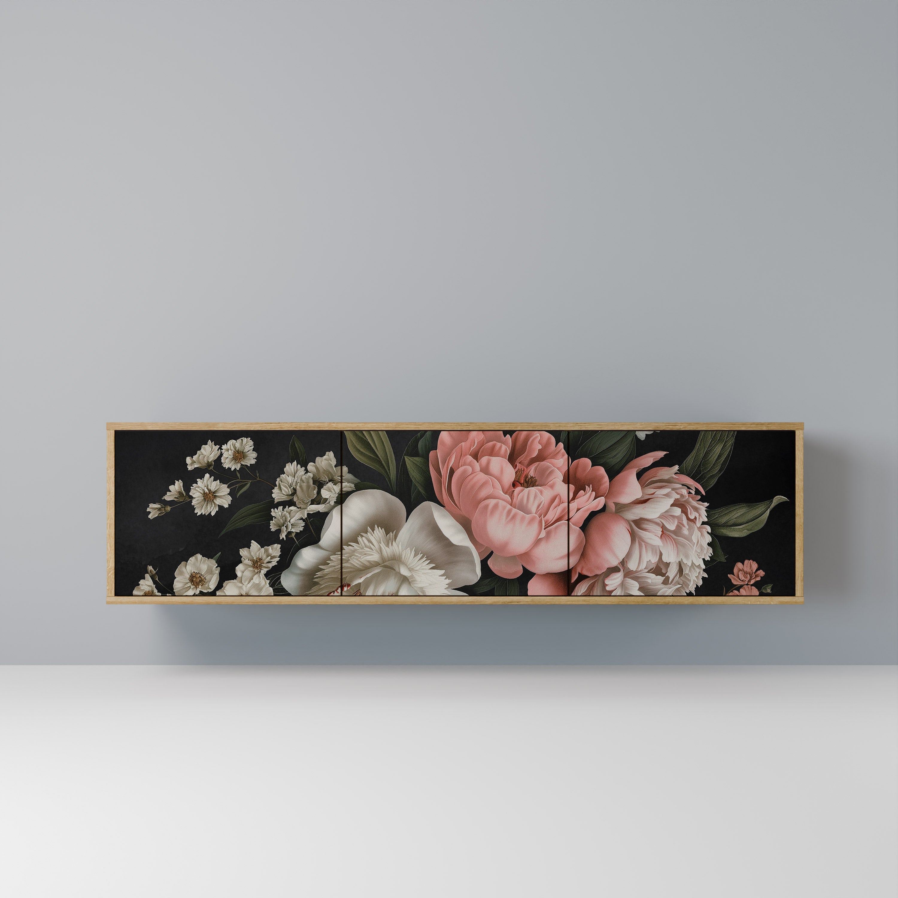 Meuble TV 3 portes LUSH ELEGANCE effet chêne