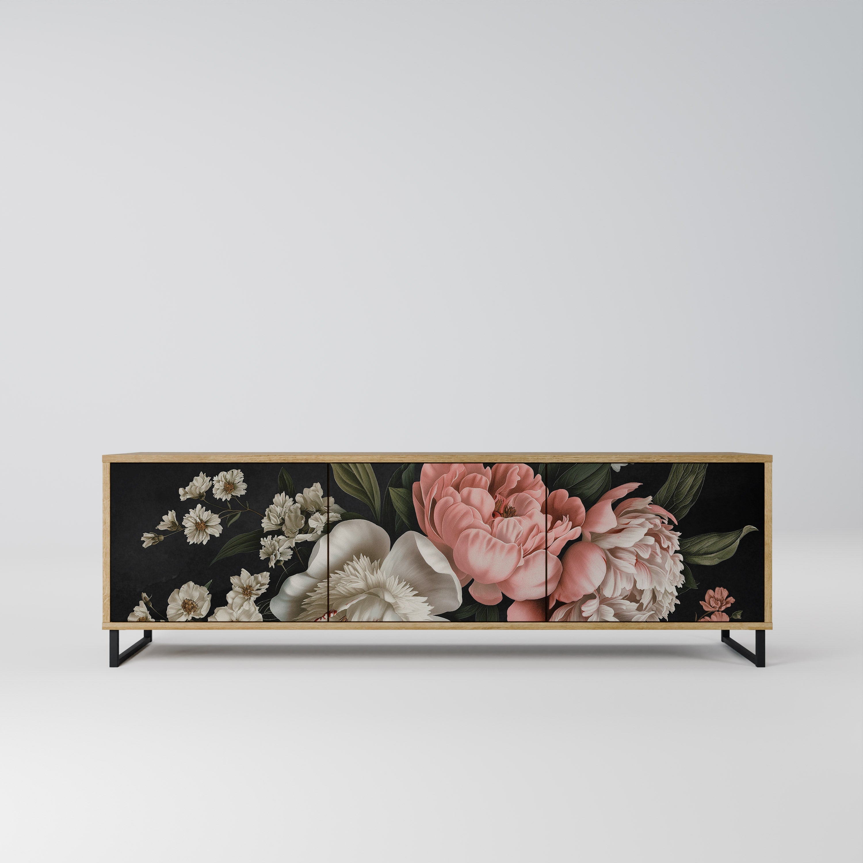 Meuble TV 3 portes LUSH ELEGANCE effet chêne