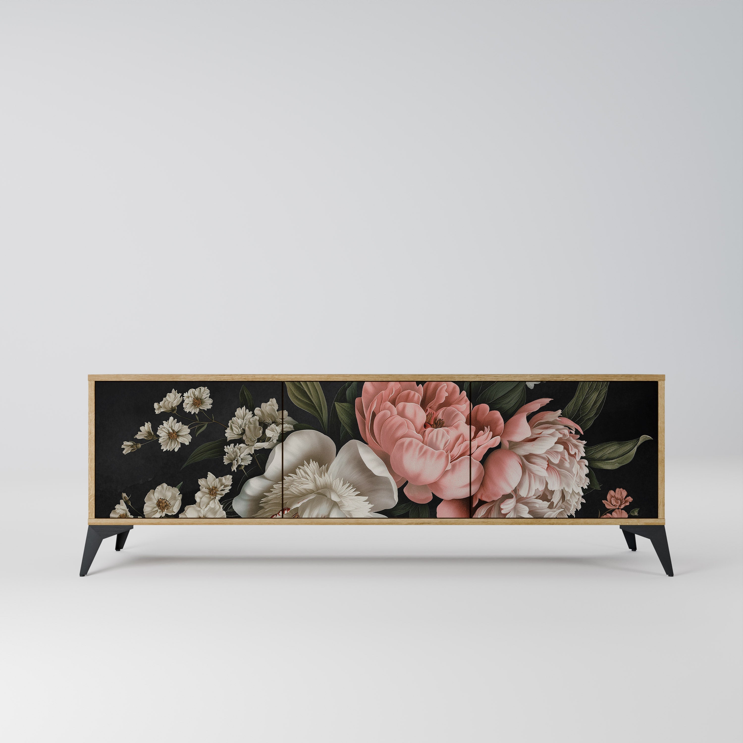 Meuble TV 3 portes LUSH ELEGANCE effet chêne