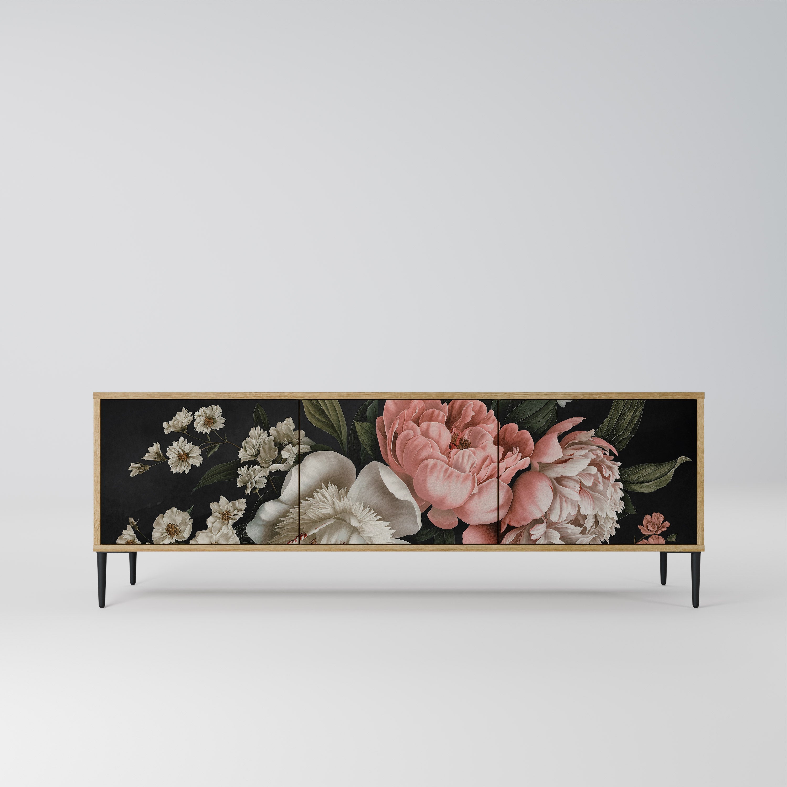 Meuble TV 3 portes LUSH ELEGANCE effet chêne