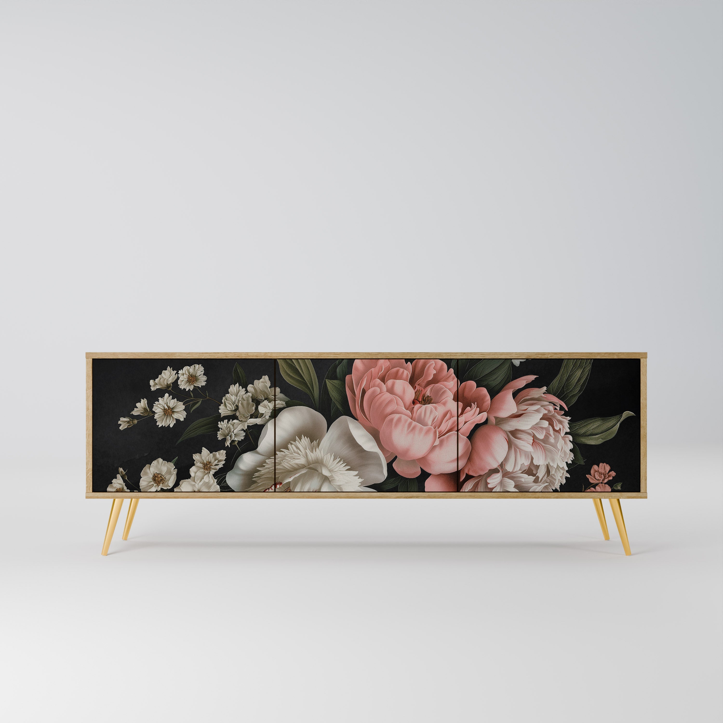 Meuble TV 3 portes LUSH ELEGANCE effet chêne