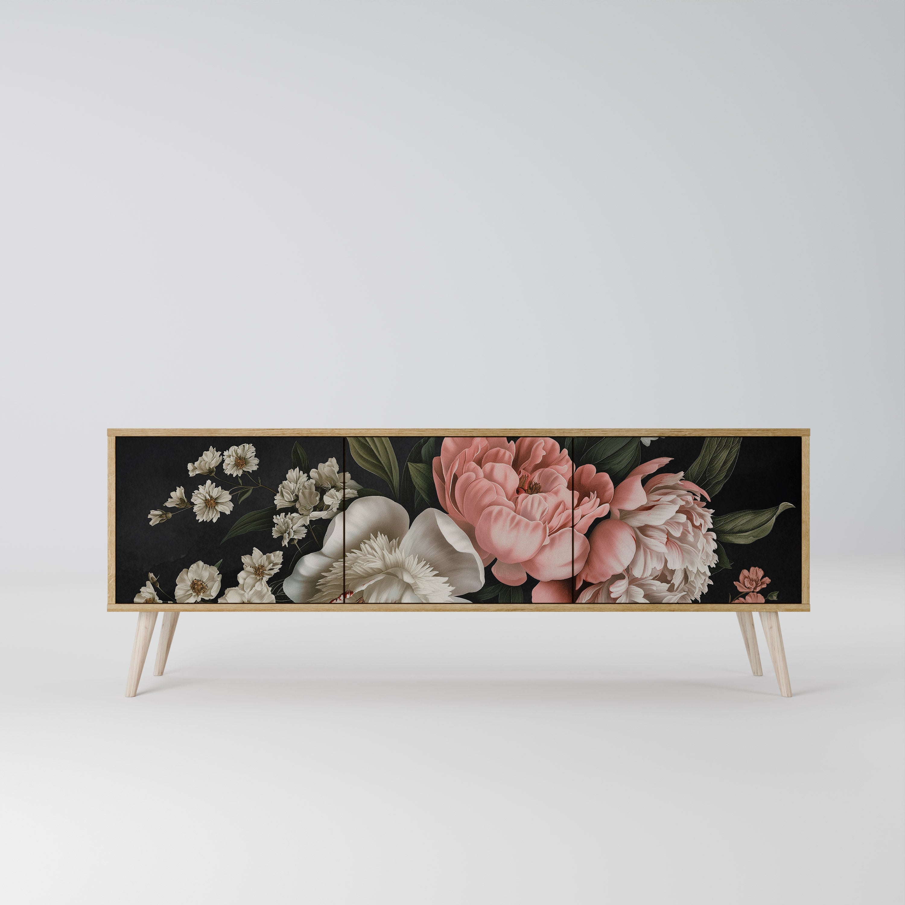 Meuble TV 3 portes LUSH ELEGANCE effet chêne