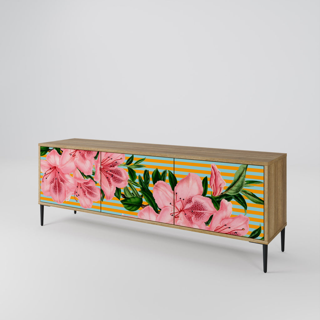 Meuble TV 3 portes FRAGILE BEAUTY effet chêne