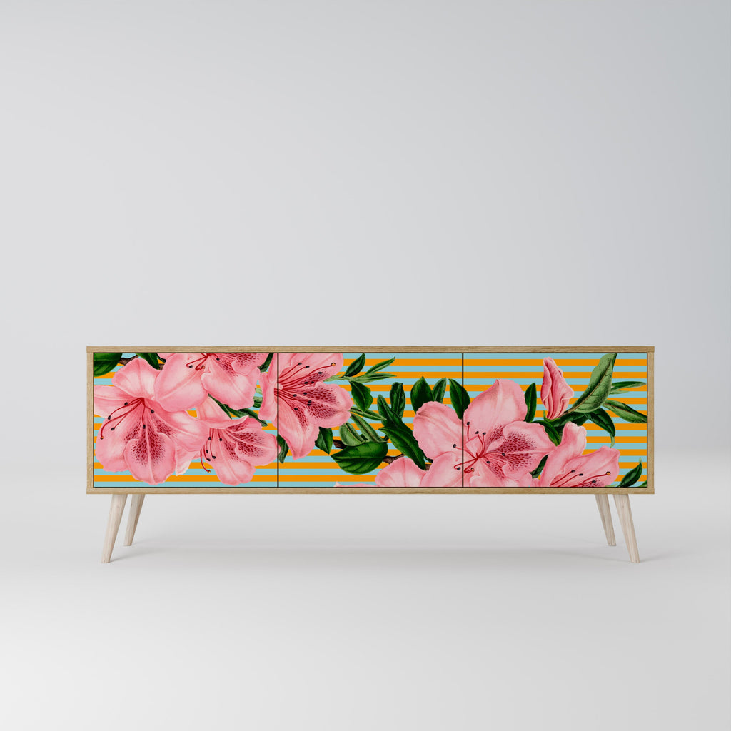 Meuble TV 3 portes FRAGILE BEAUTY effet chêne