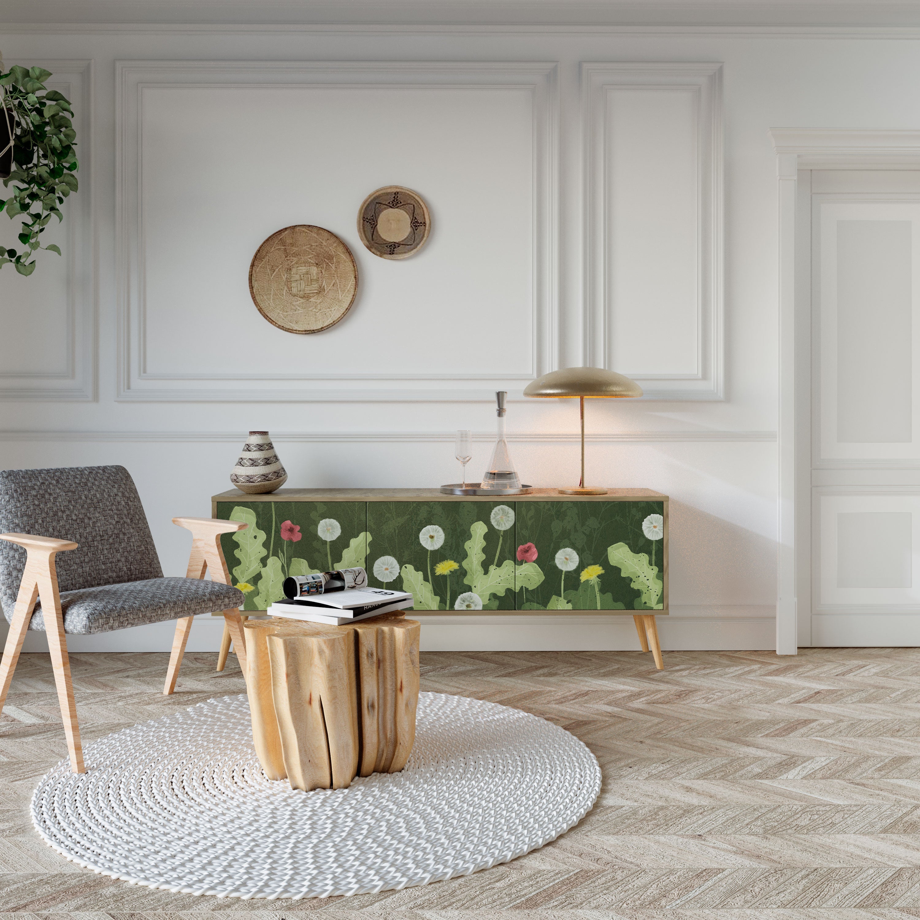 Meuble TV 3 portes DANDELION AMUSE effet chêne