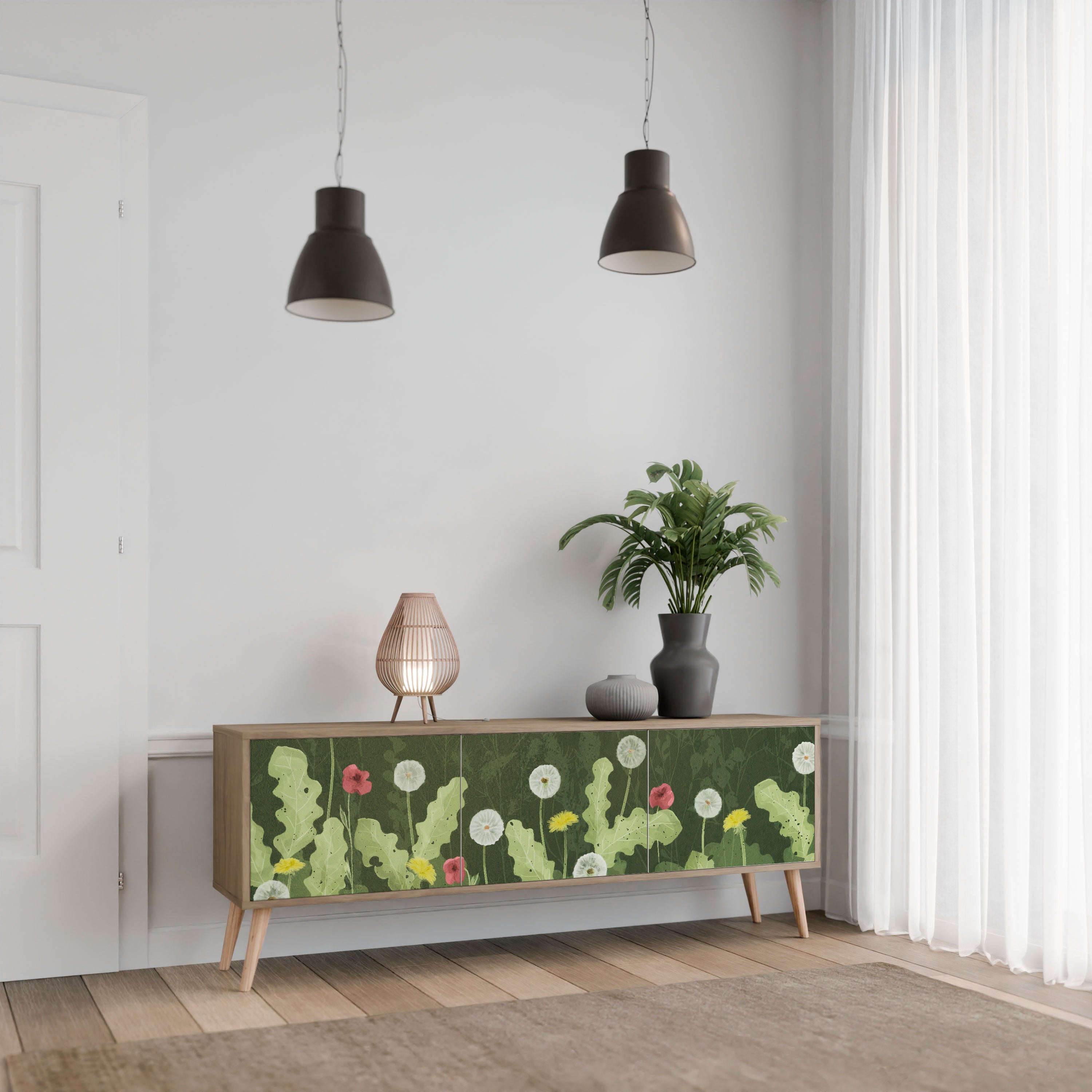 Meuble TV 3 portes DANDELION AMUSE effet chêne