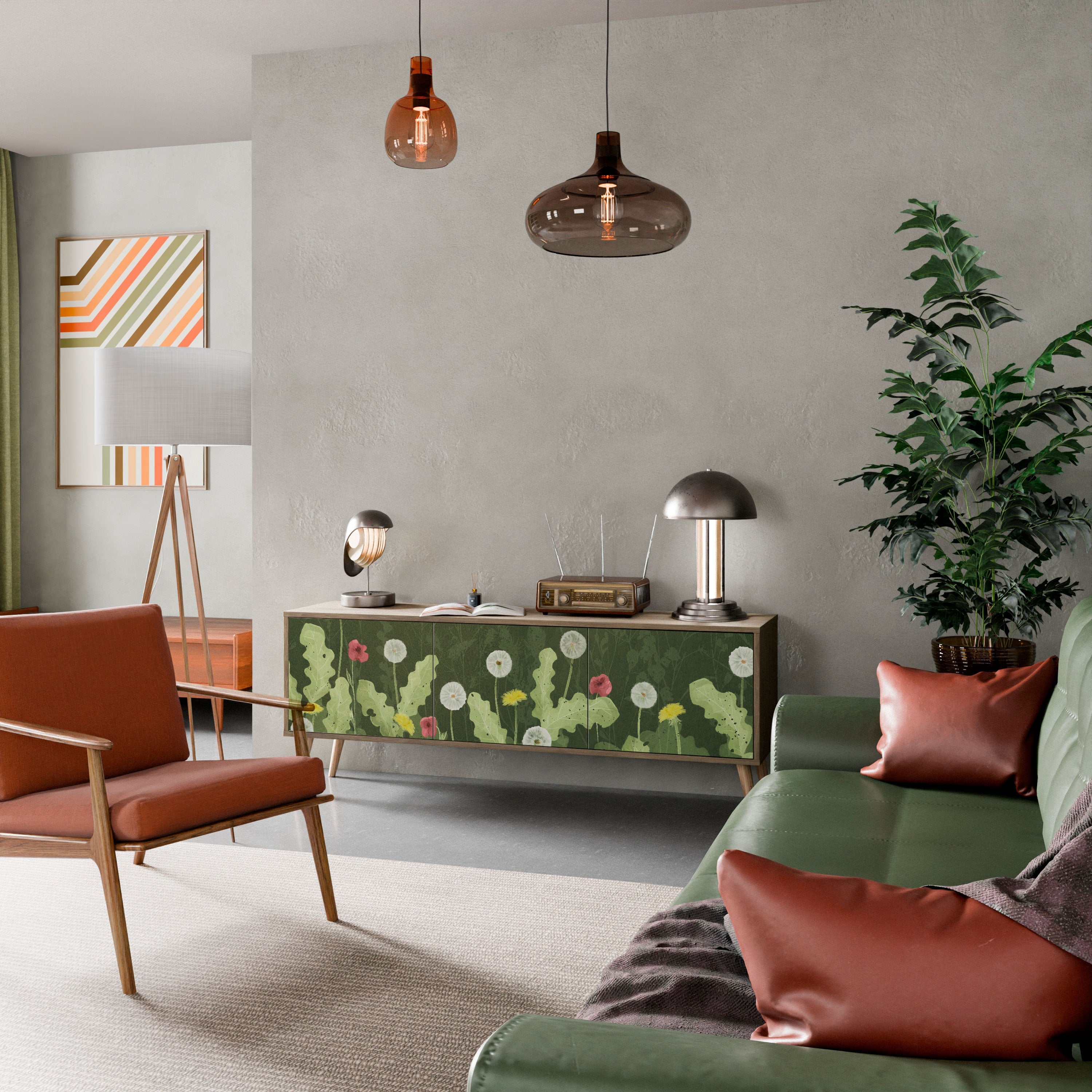 Meuble TV 3 portes DANDELION AMUSE effet chêne