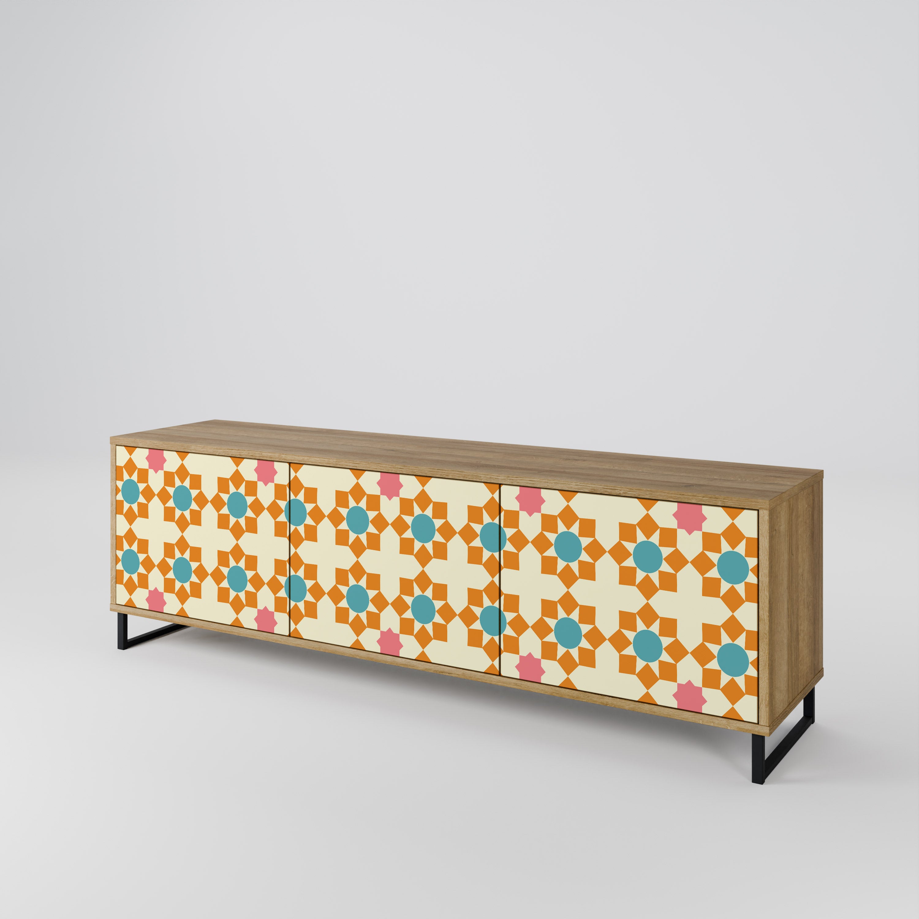 FLORAL DECOR 3-Door TV Cabinet