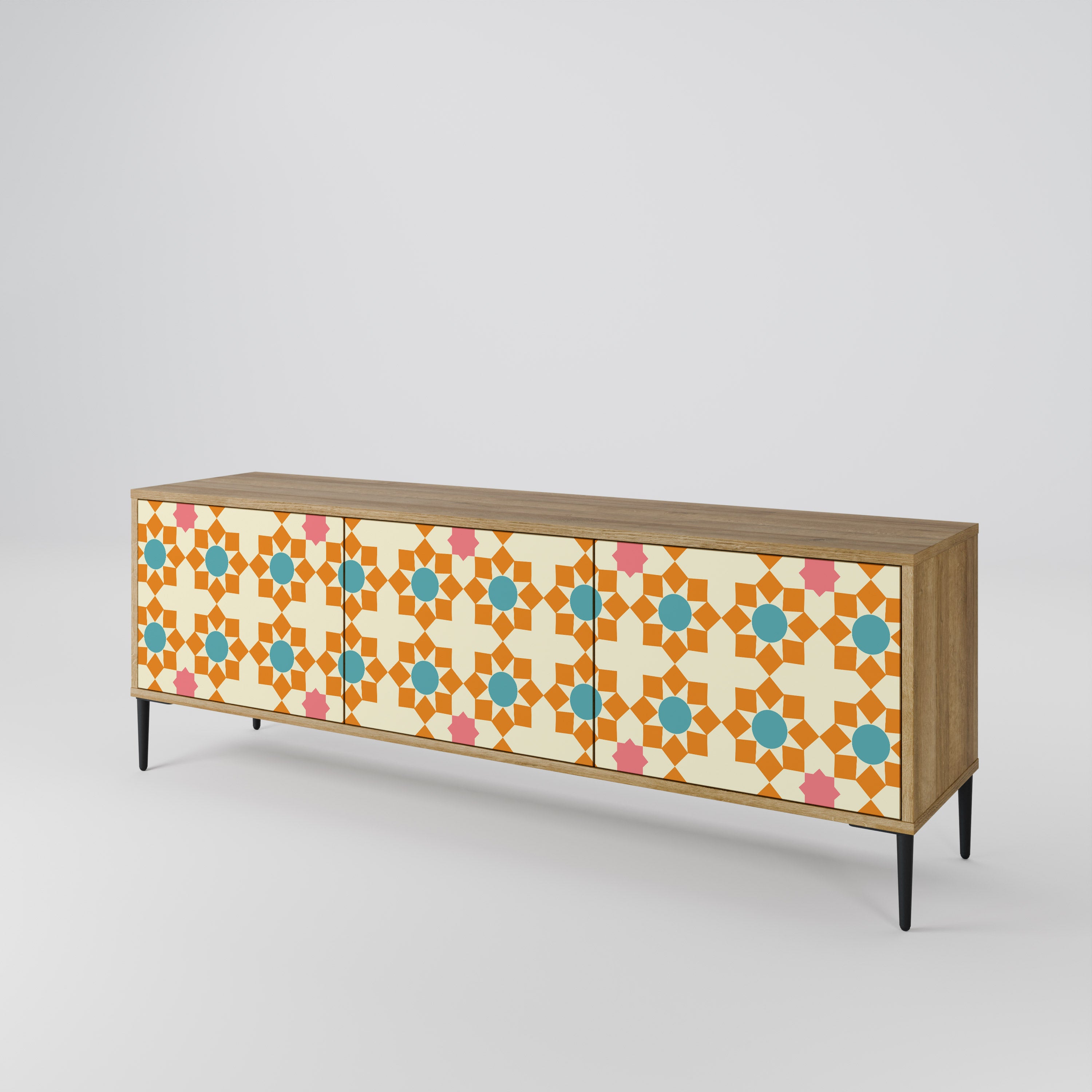 FLORAL DECOR 3-Door TV Cabinet