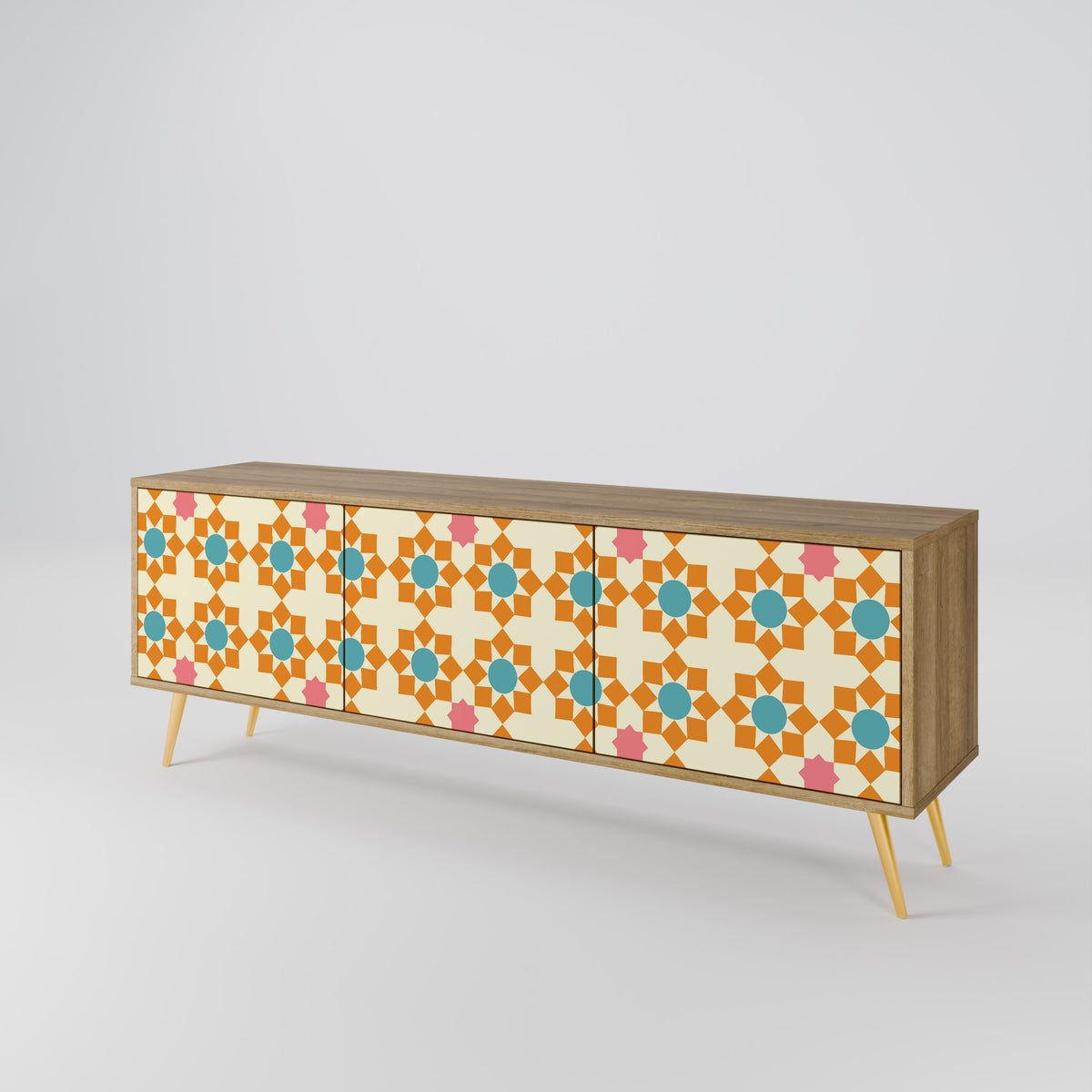 FLORAL DECOR 3-Door TV Cabinet