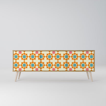 FLORAL DECOR 3-Door TV Cabinet