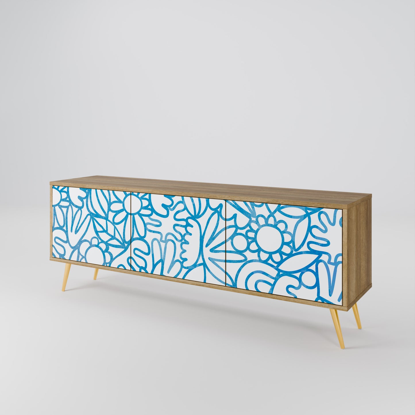 BLOOMY MORNING 3-Door TV Cabinet