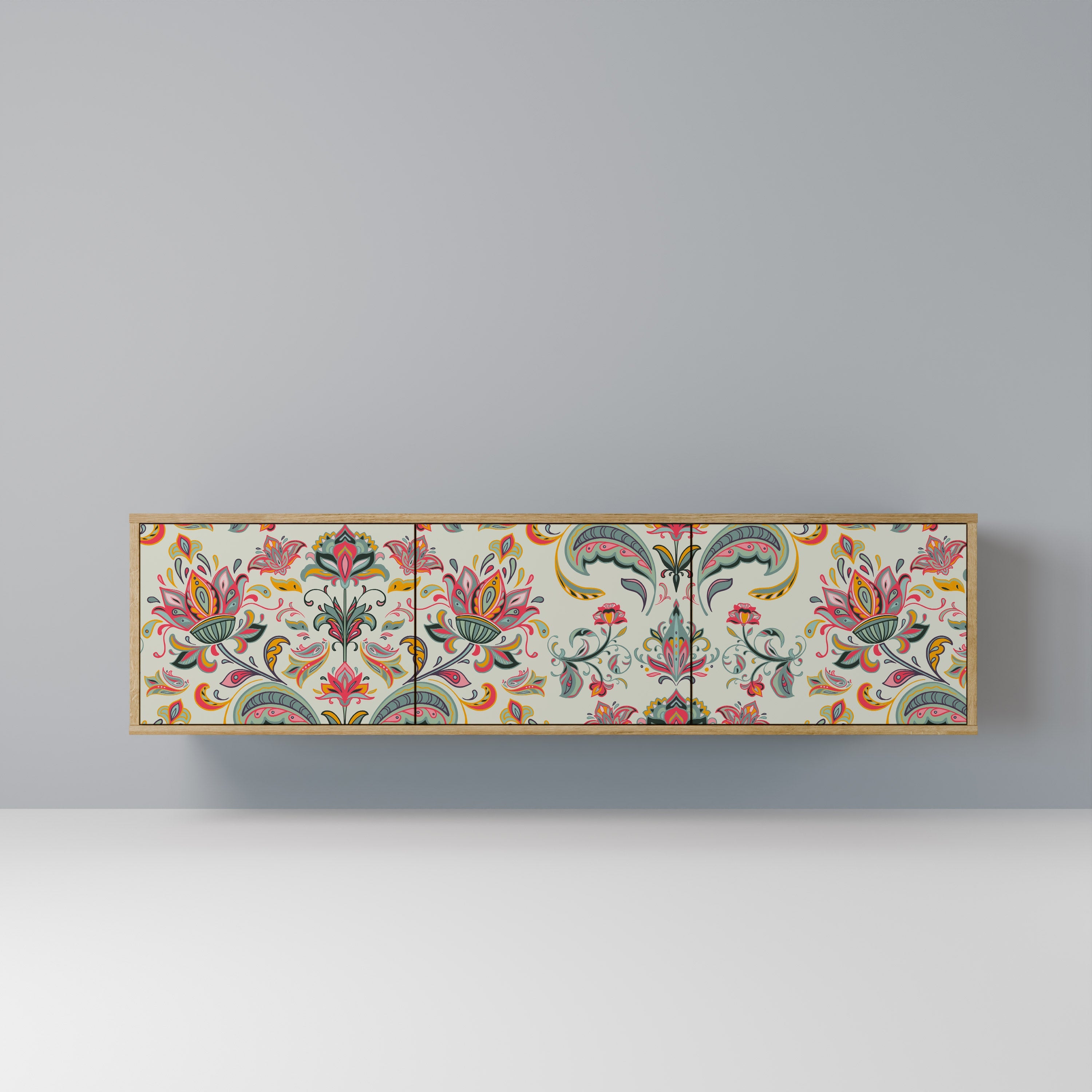 Meuble TV 3 portes ORGANIC FOLKLORE effet chêne