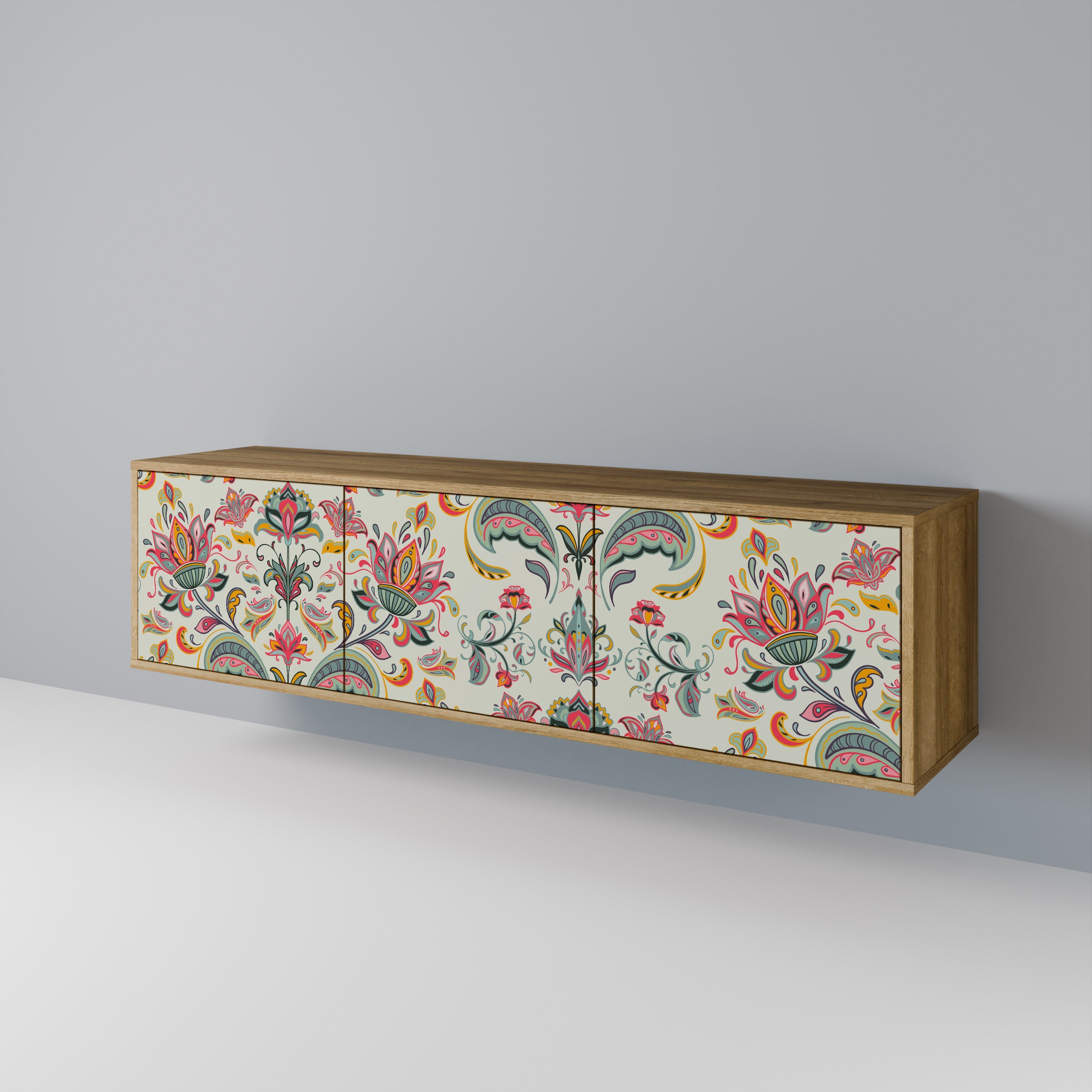 Meuble TV 3 portes ORGANIC FOLKLORE effet chêne