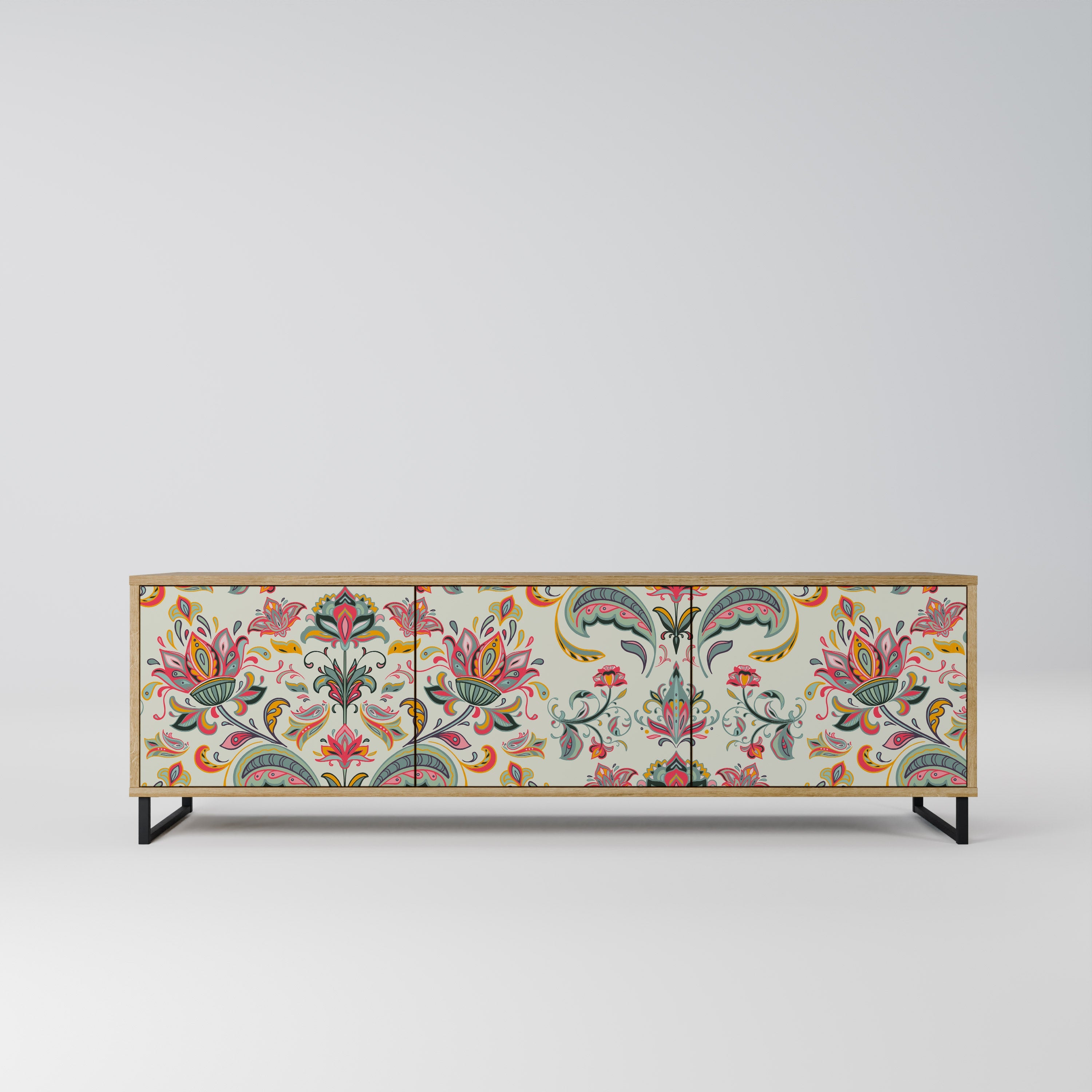 Meuble TV 3 portes ORGANIC FOLKLORE effet chêne