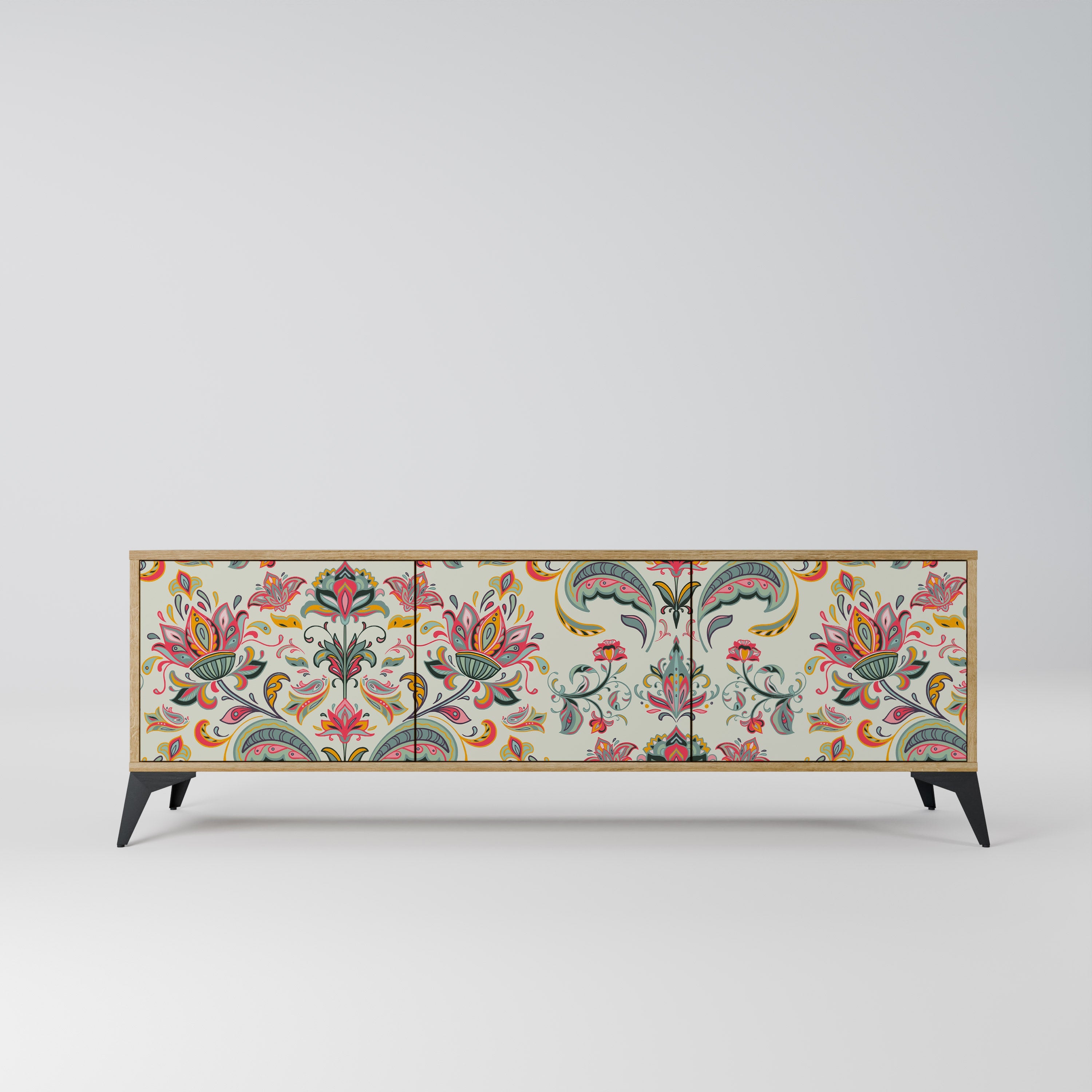 Meuble TV 3 portes ORGANIC FOLKLORE effet chêne