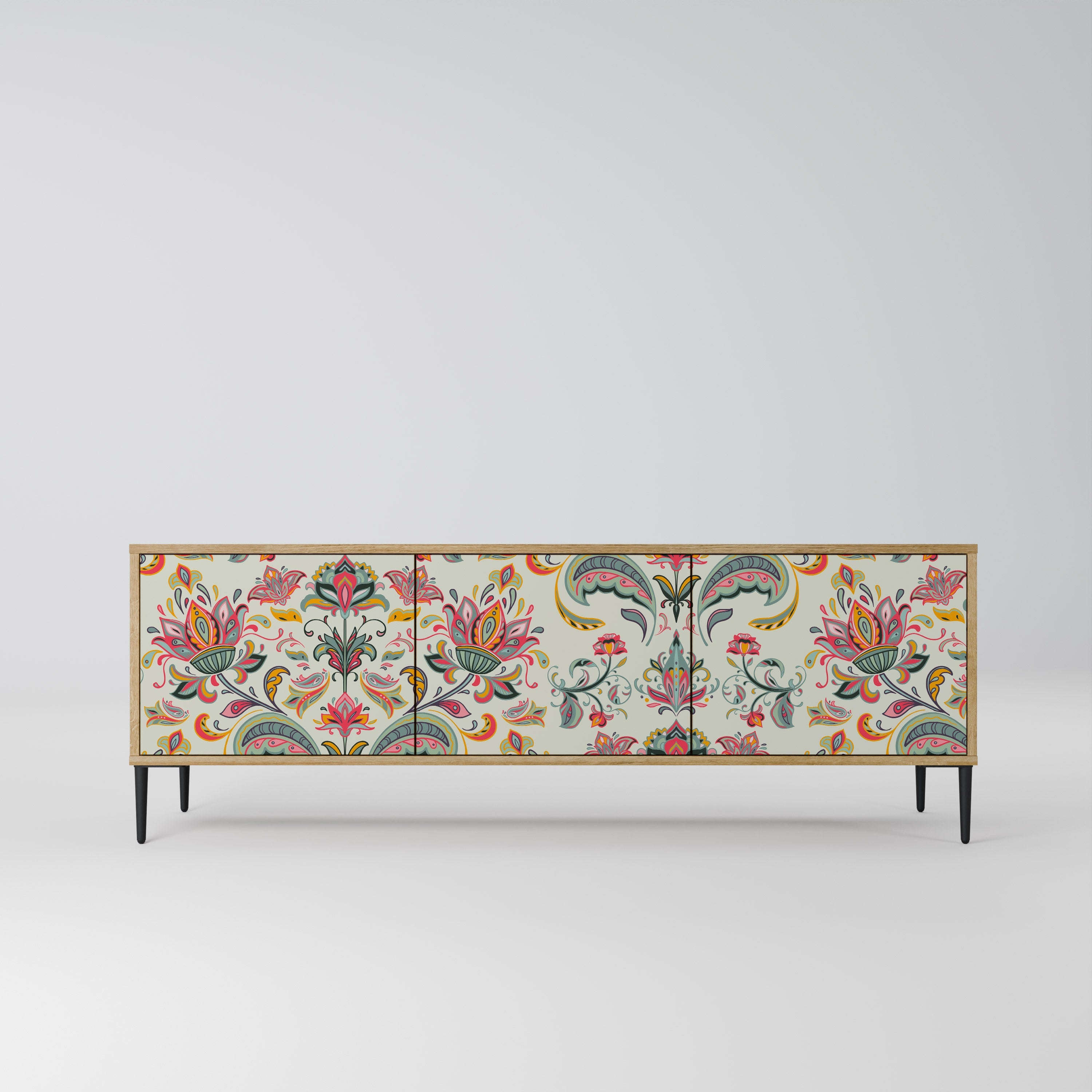 Meuble TV 3 portes ORGANIC FOLKLORE effet chêne