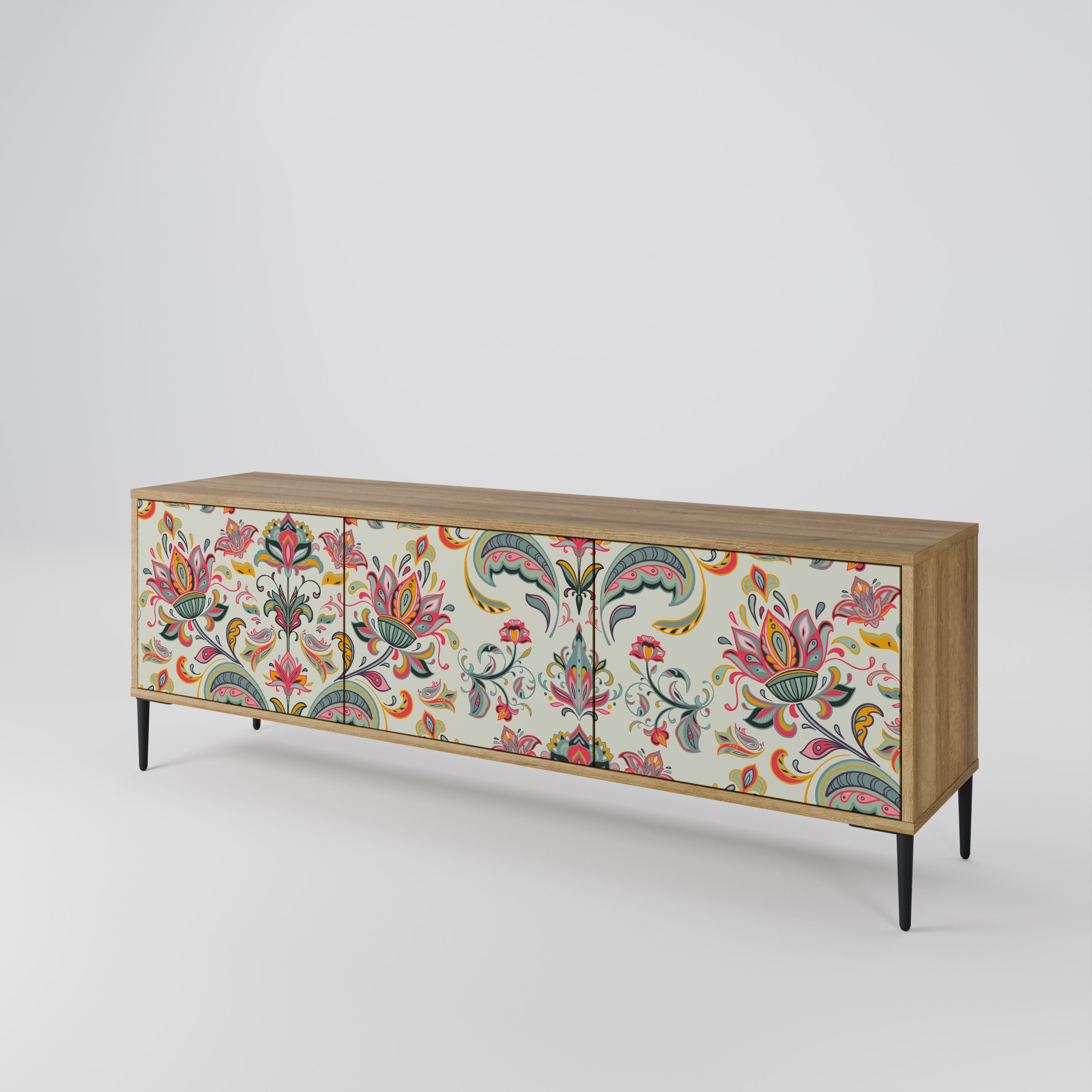 Meuble TV 3 portes ORGANIC FOLKLORE effet chêne