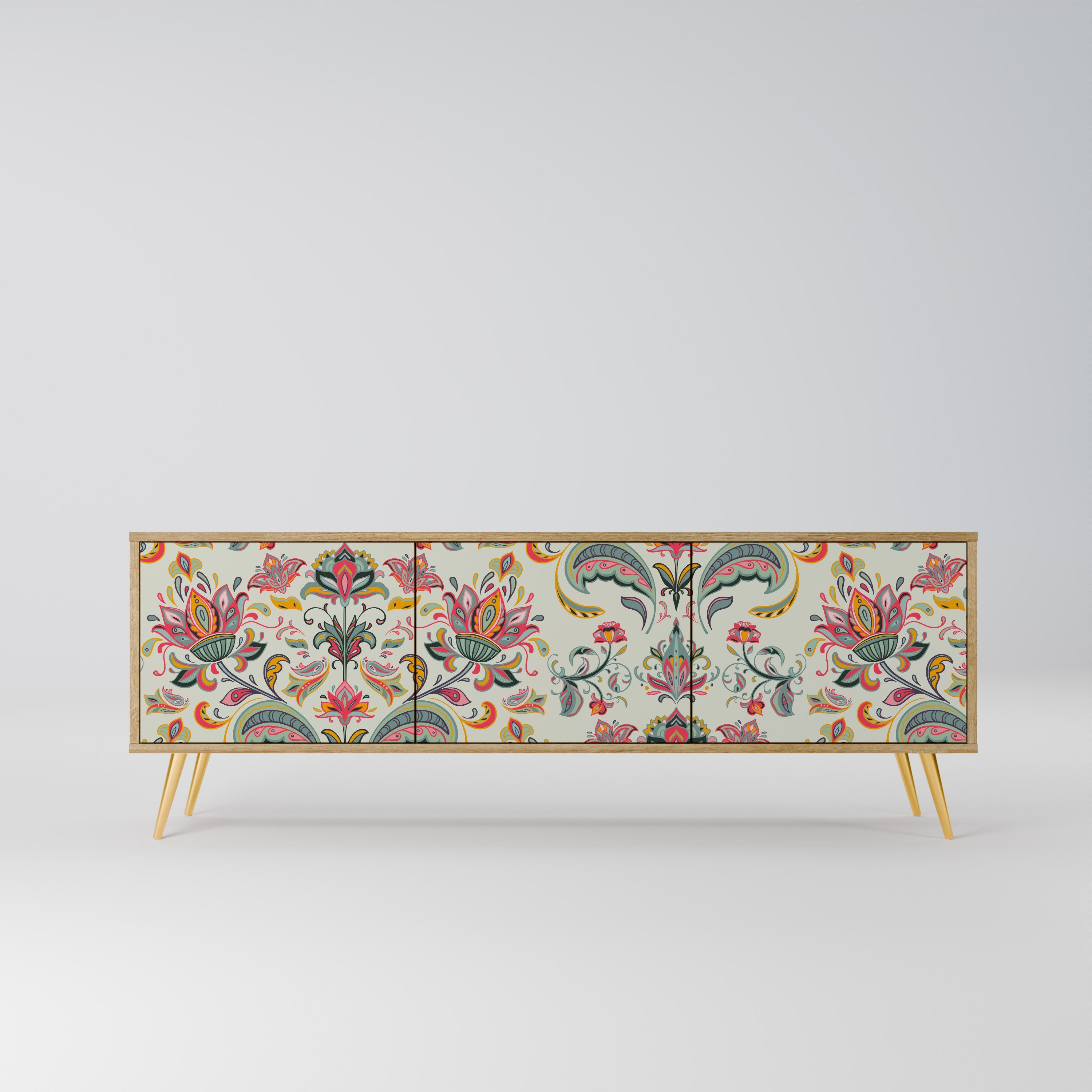 Meuble TV 3 portes ORGANIC FOLKLORE effet chêne