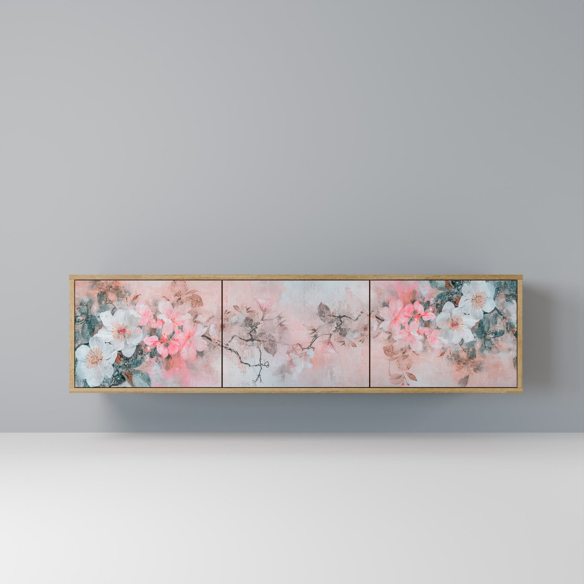 CHERRY BLOSSOM 3-Door TV Stand in Oak Effect
