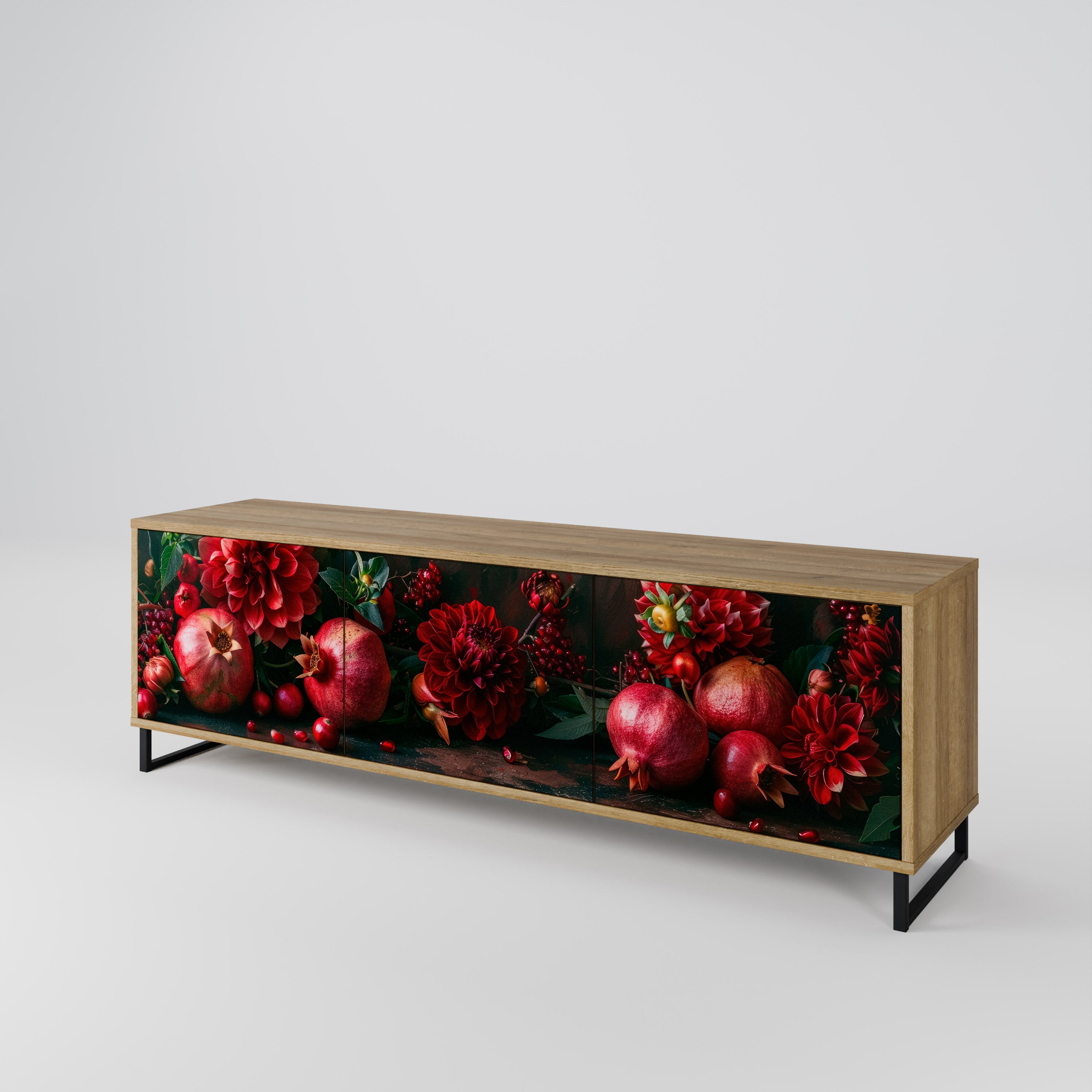 DAHLIAS AND POMEGRANATES 3-Door TV Cabinet