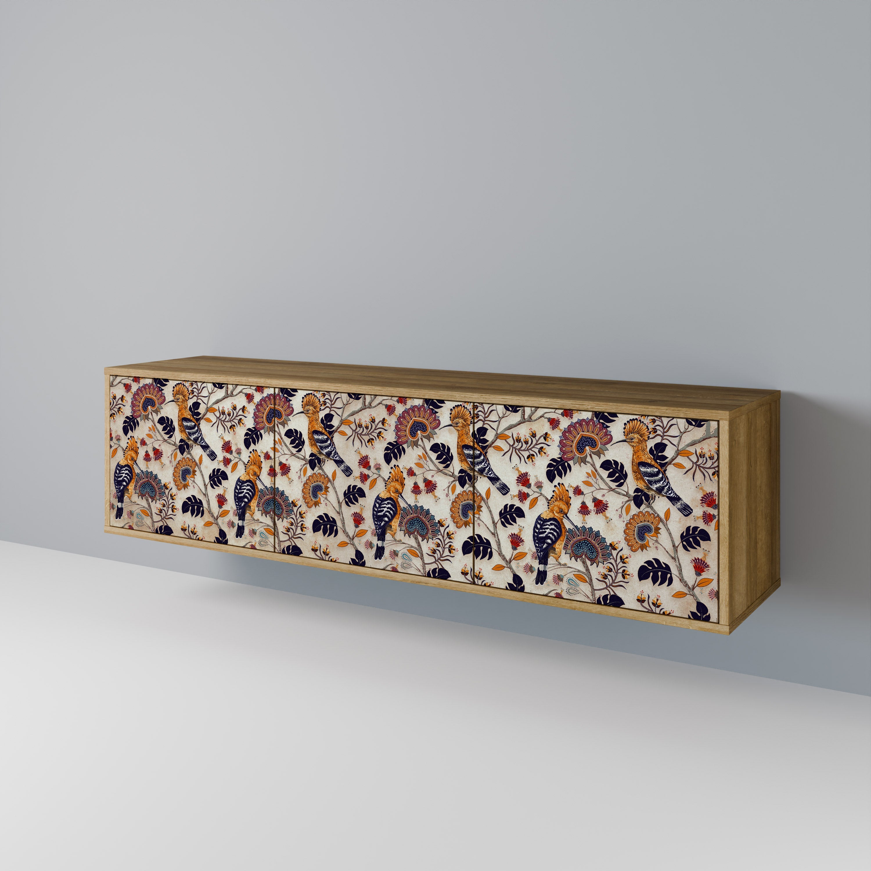 Meuble TV 3 portes EMINENT HOOPOE effet chêne