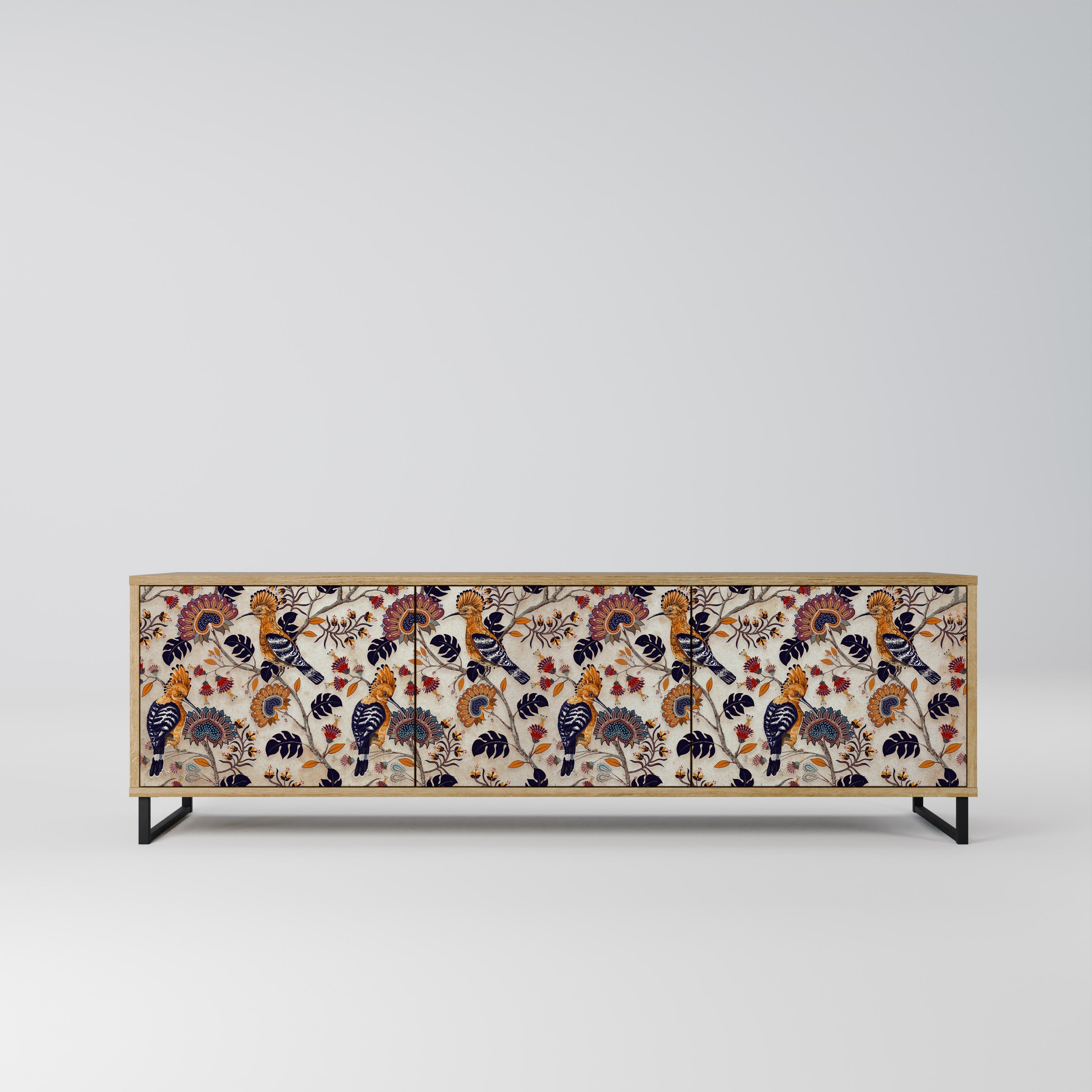 Meuble TV 3 portes EMINENT HOOPOE effet chêne