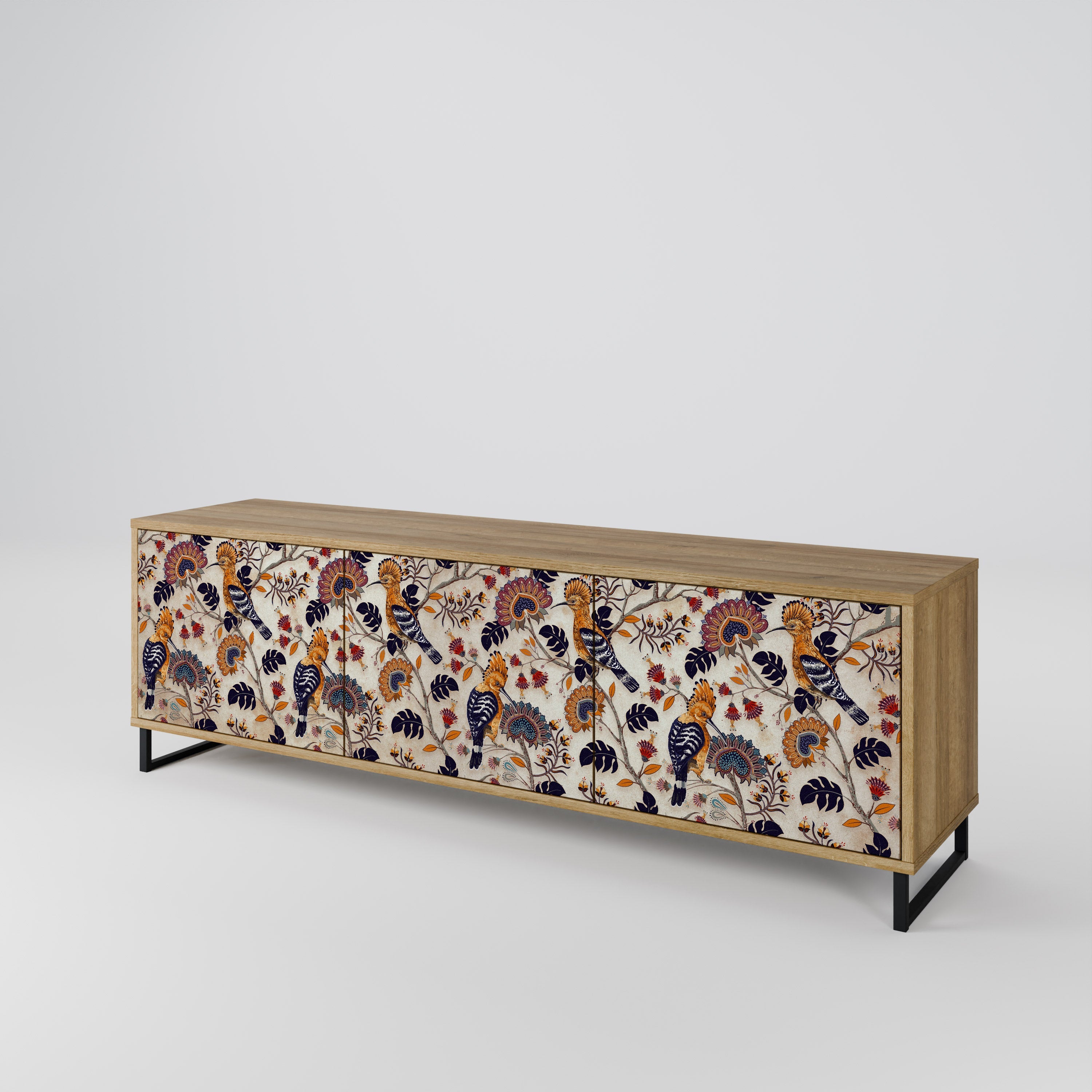 Meuble TV 3 portes EMINENT HOOPOE effet chêne