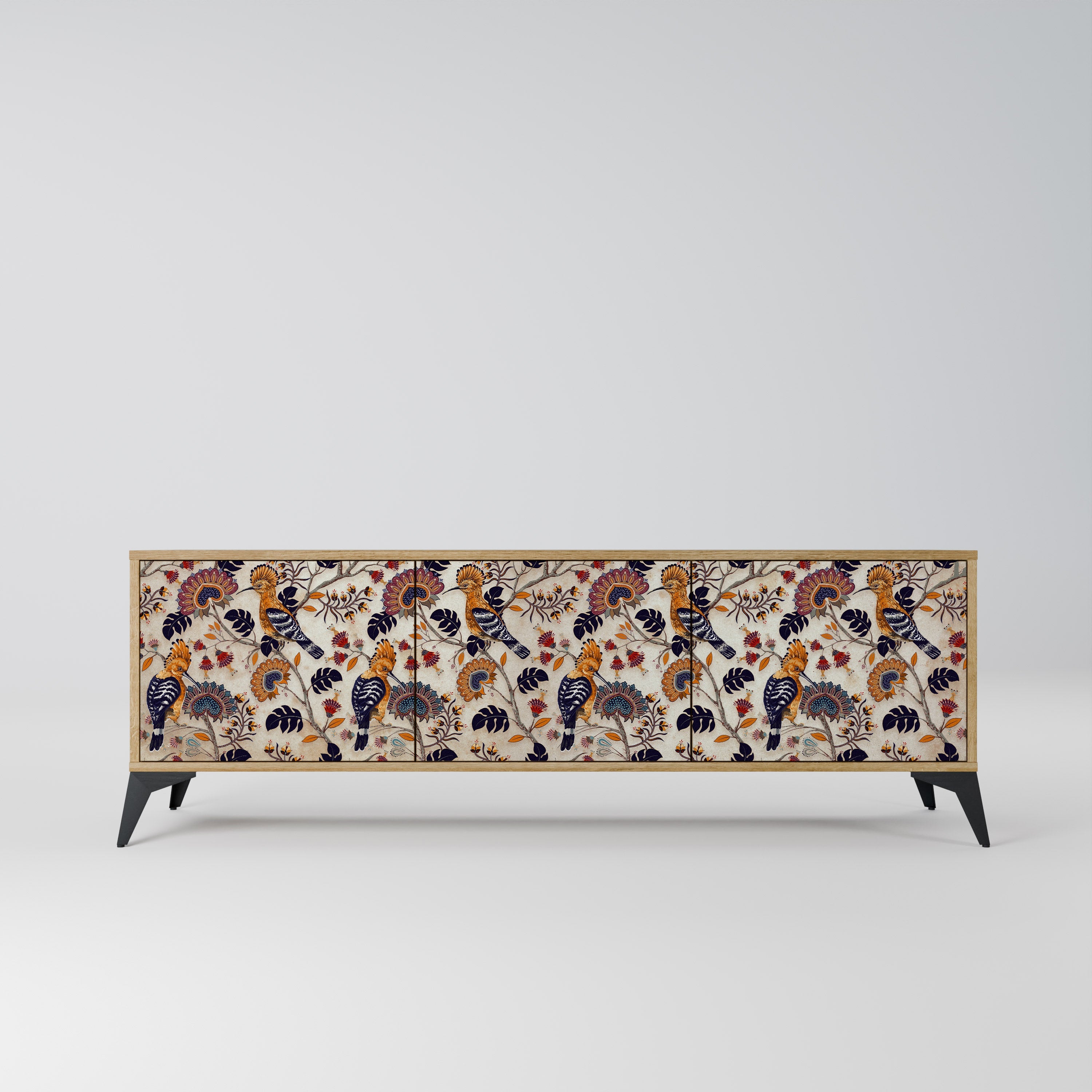 Meuble TV 3 portes EMINENT HOOPOE effet chêne