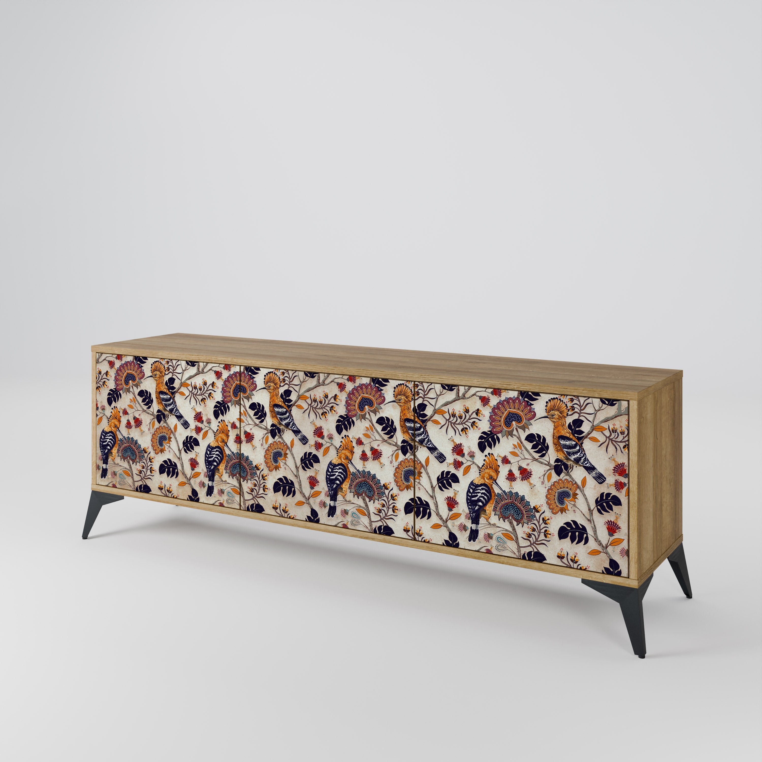 Meuble TV 3 portes EMINENT HOOPOE effet chêne