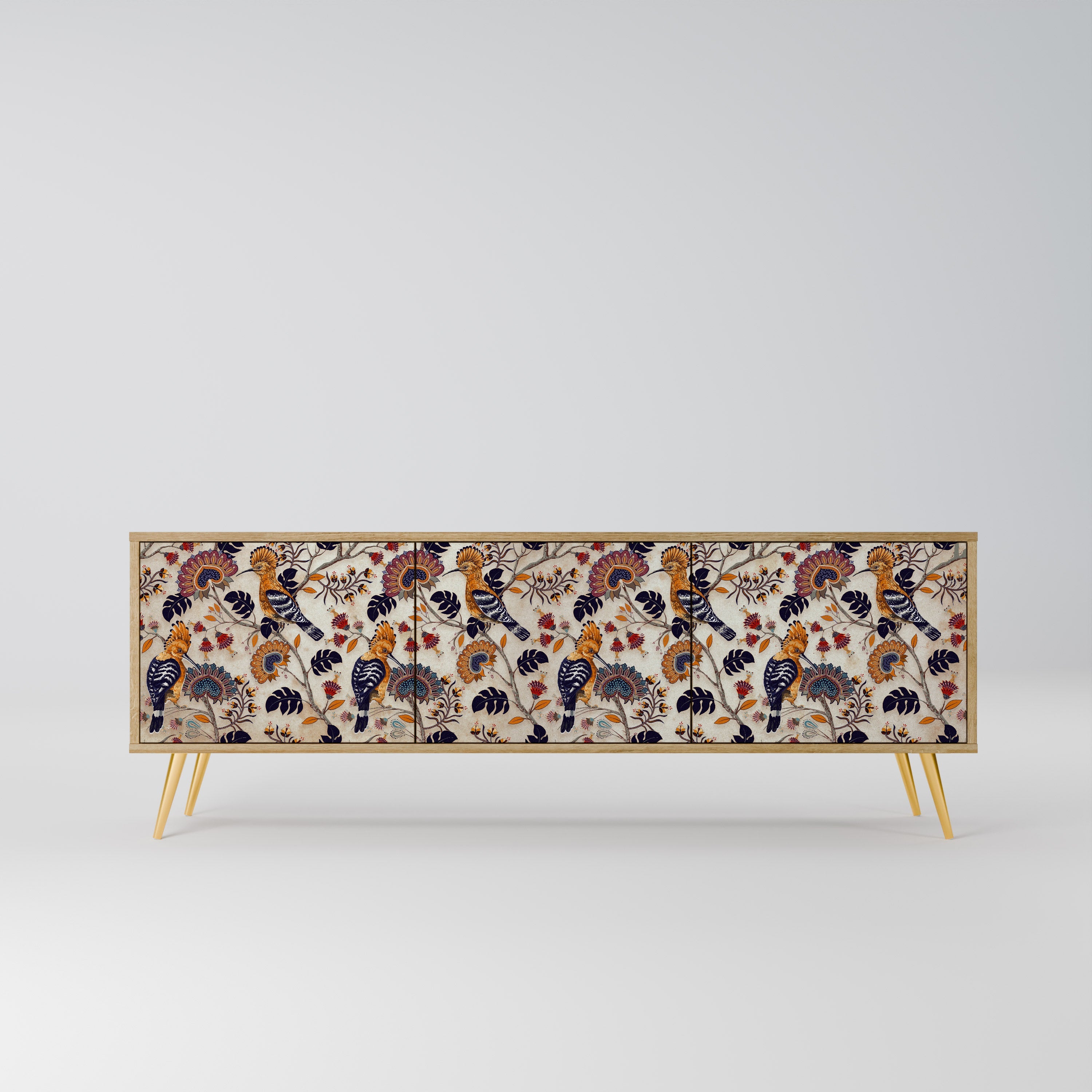 Meuble TV 3 portes EMINENT HOOPOE effet chêne