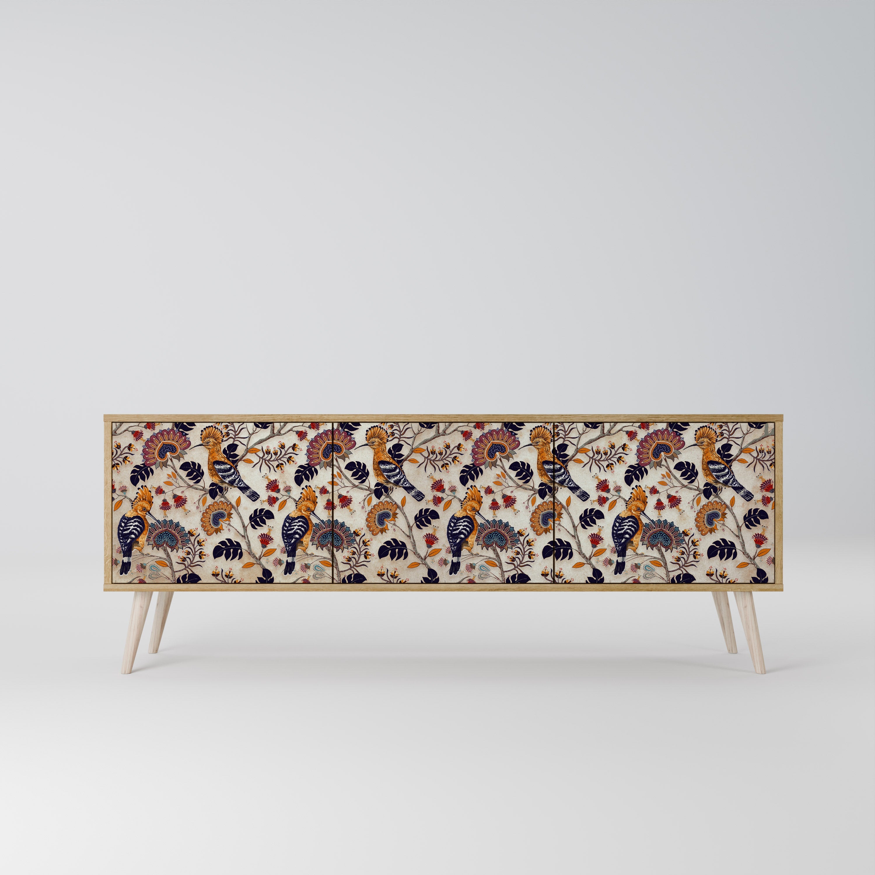 Meuble TV 3 portes EMINENT HOOPOE effet chêne