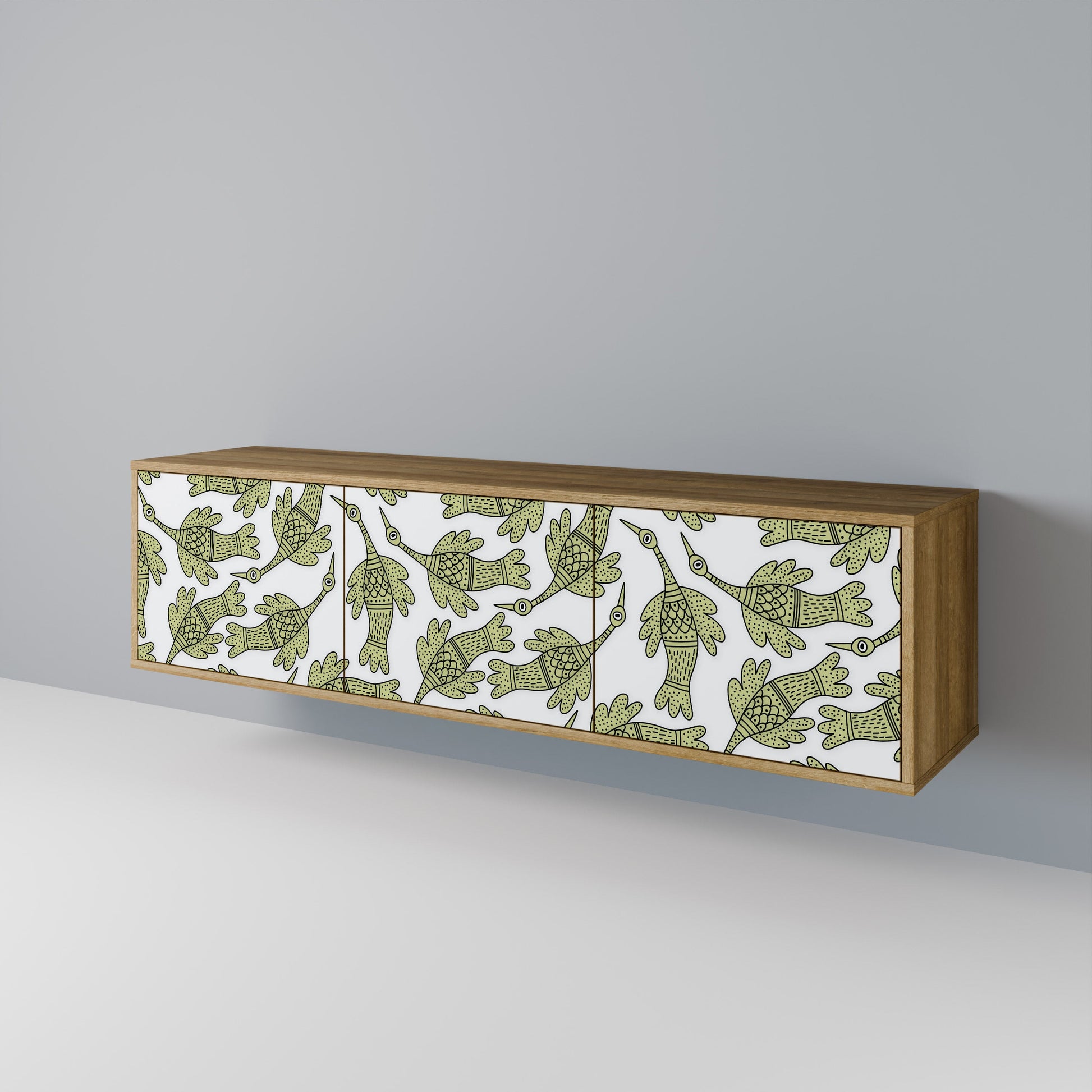 SEEDLING SONGBIRD 3-Door TV Stand in Oak Effect