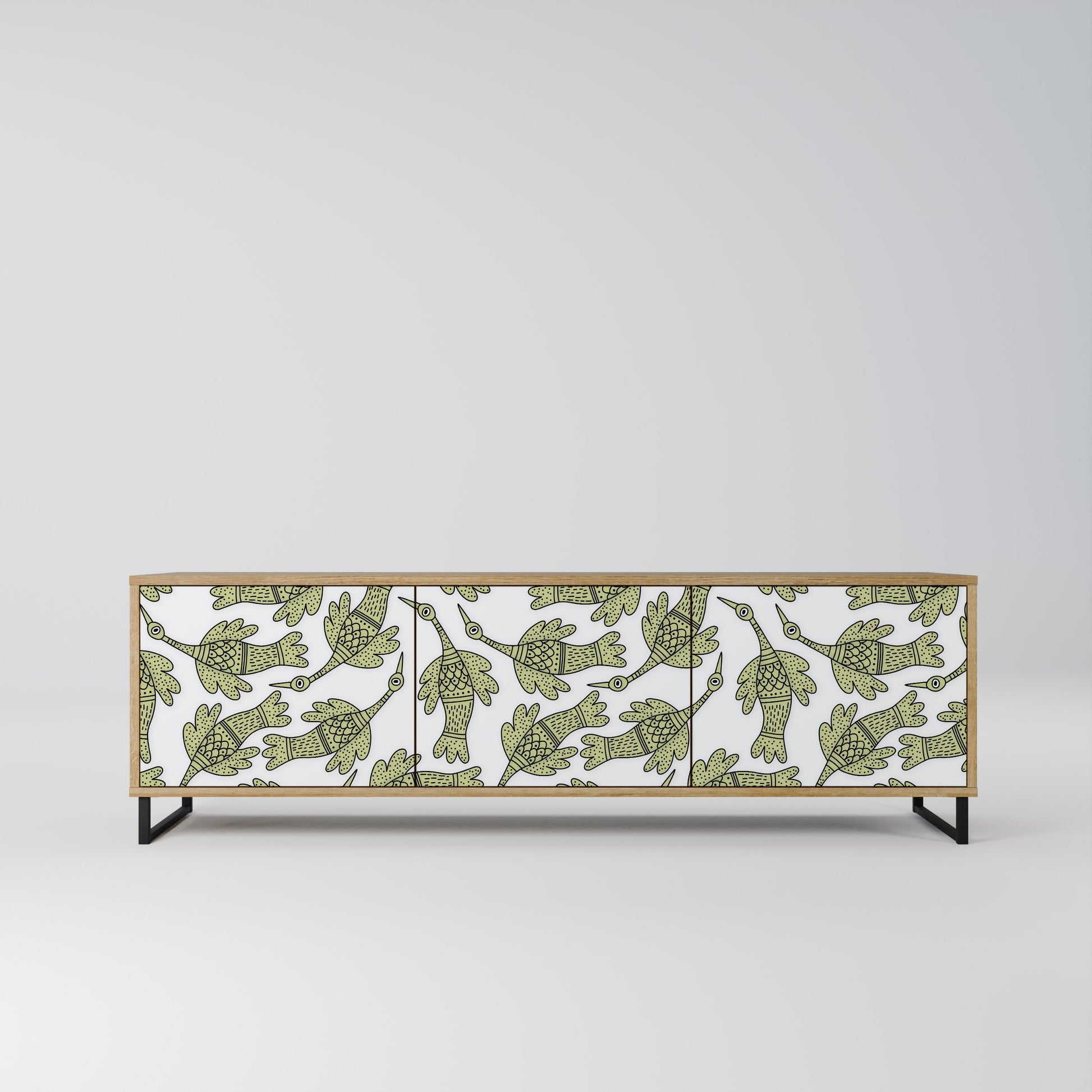 SEEDLING SONGBIRD 3-Door TV Stand in Oak Effect