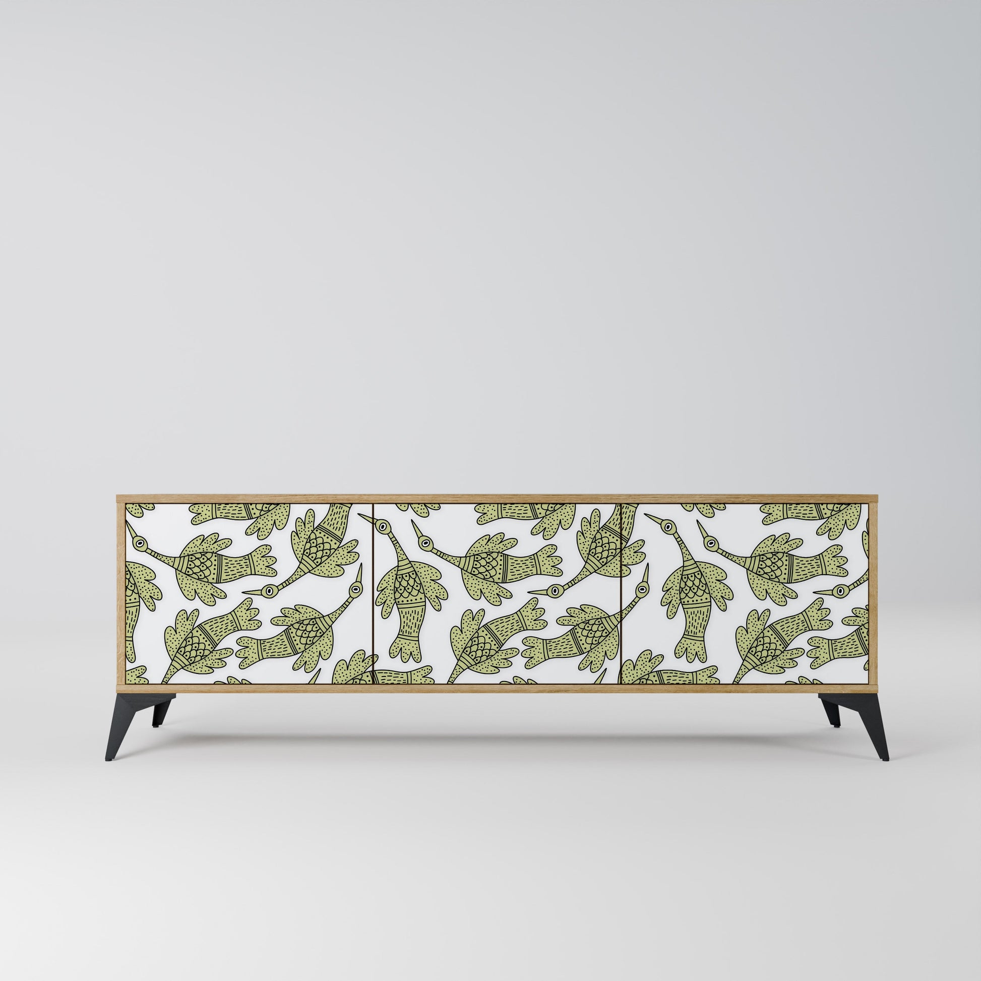 SEEDLING SONGBIRD 3-Door TV Stand in Oak Effect