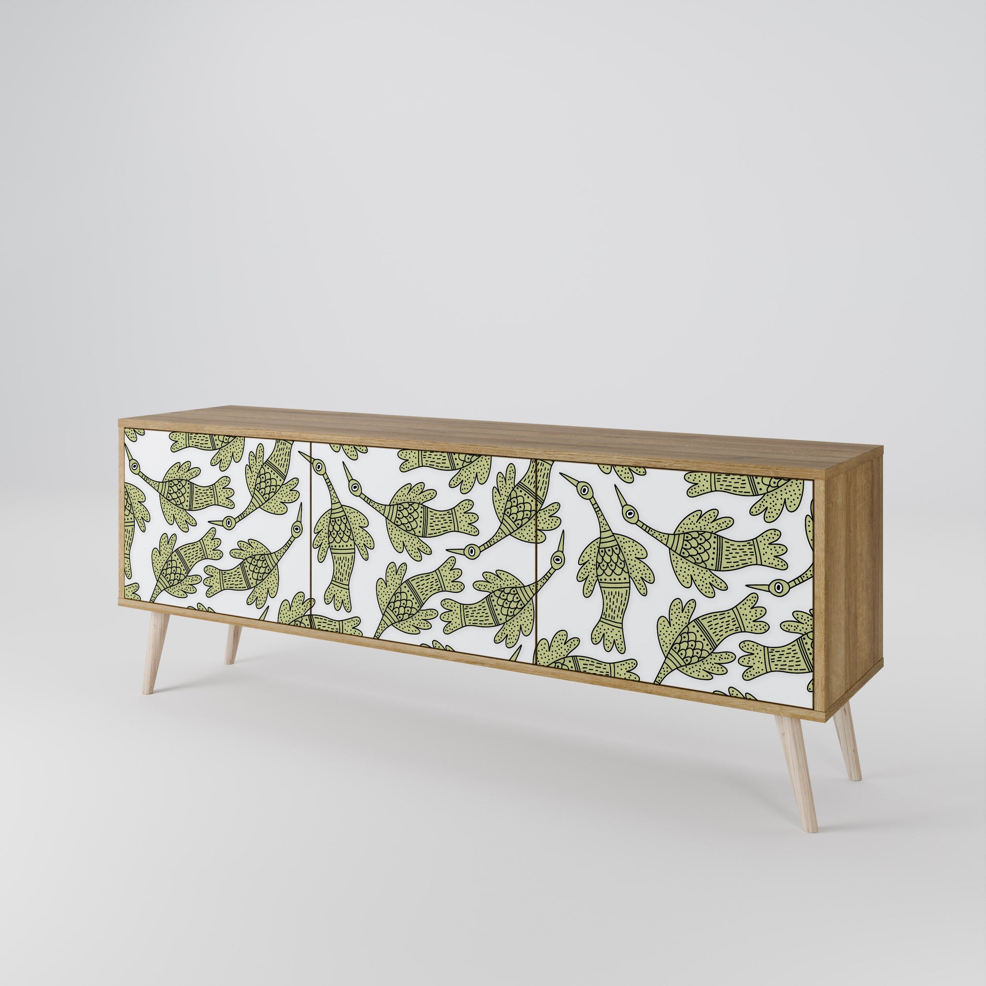 SEEDLING SONGBIRD 3-Door TV Stand in Oak Effect